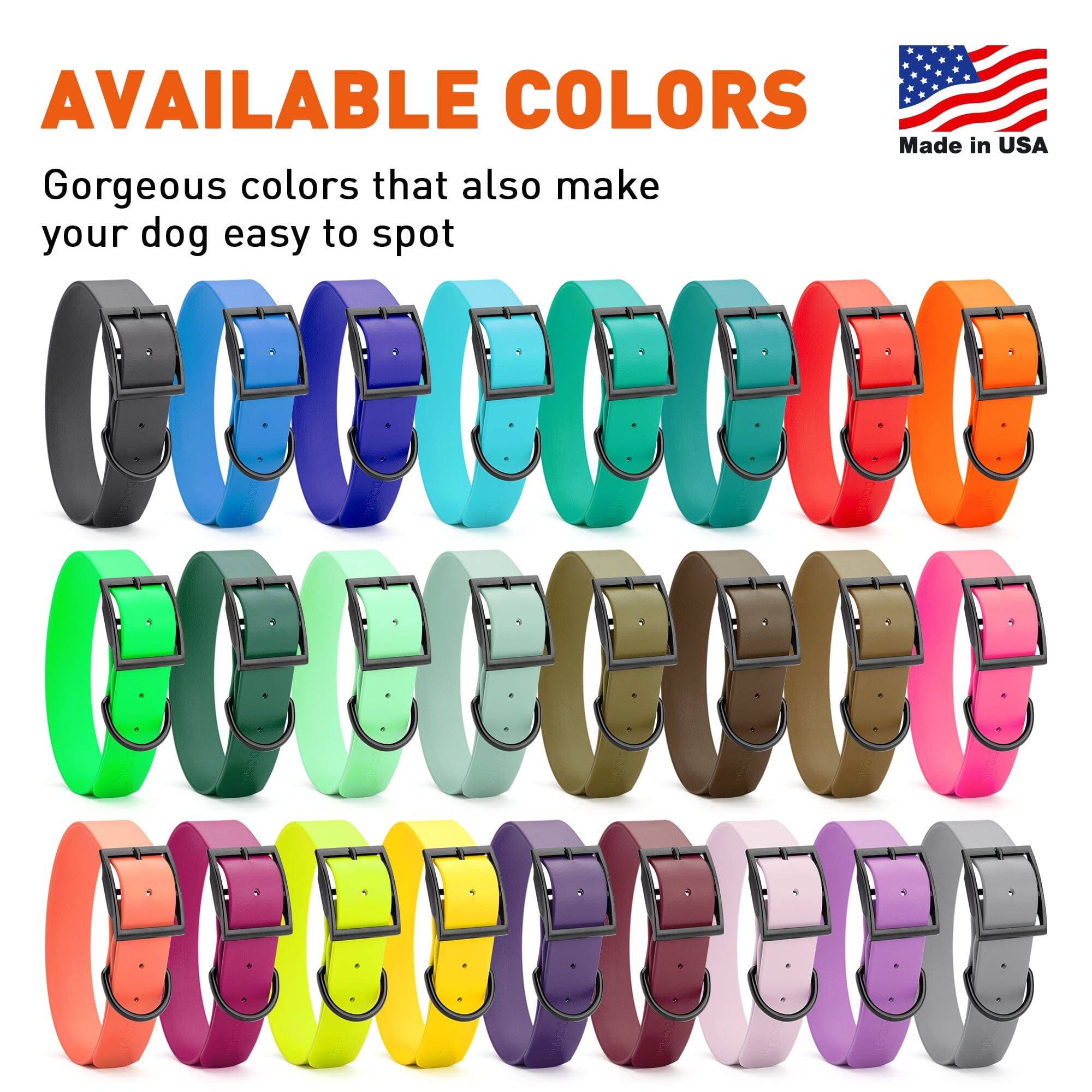 Biothane Waterproof Dog Collar - 1.5in Wide - XX-Large (24 to 28 inches)