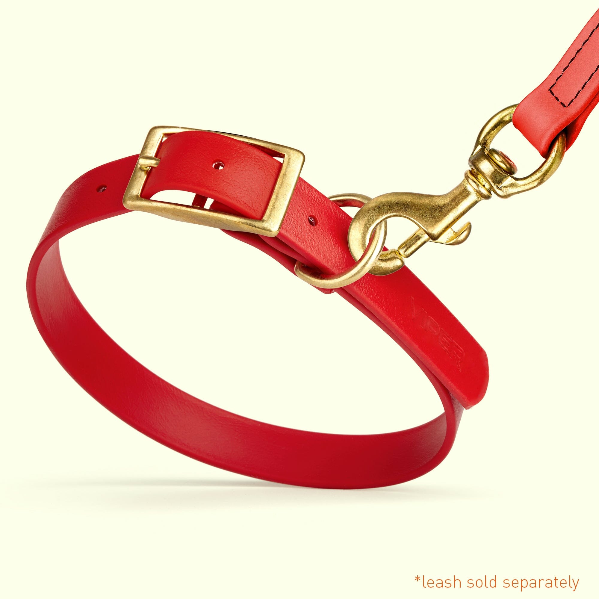 Viper Biothane Waterproof Dog Collar - Brass Hardware - 1.5in Wide - Size L (16" - 20")