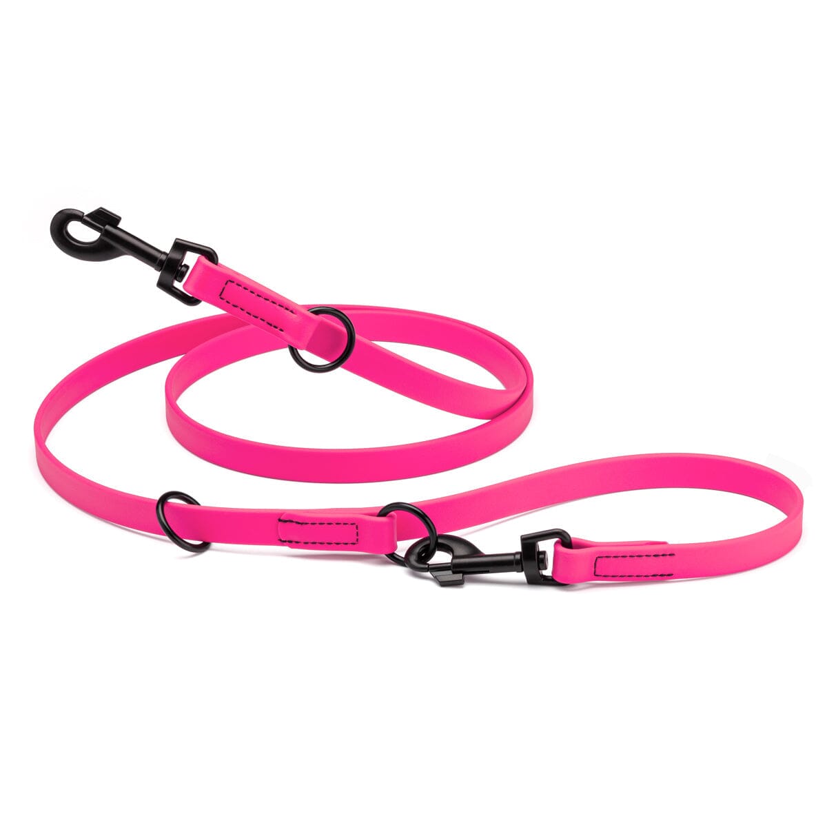 Biothane Adjustable Multi-Purpose Dog Leash with Black Hardware, 7FT