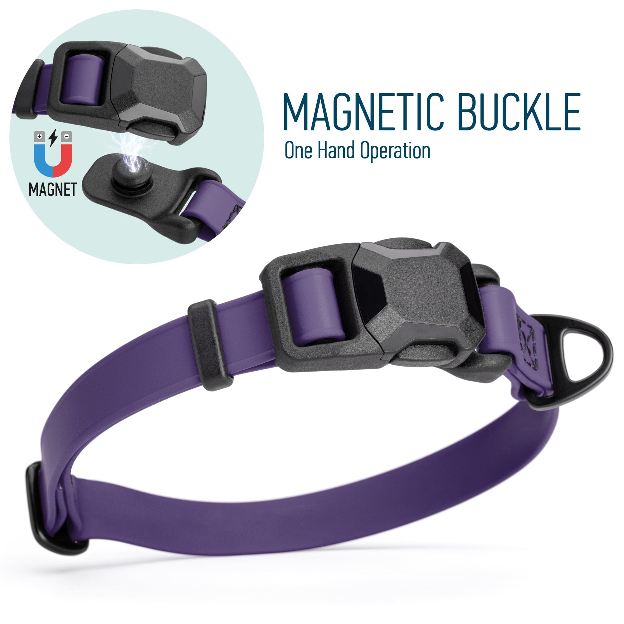 Biothane Waterproof Dog Collar with Magnetic Quick Release Buckle
