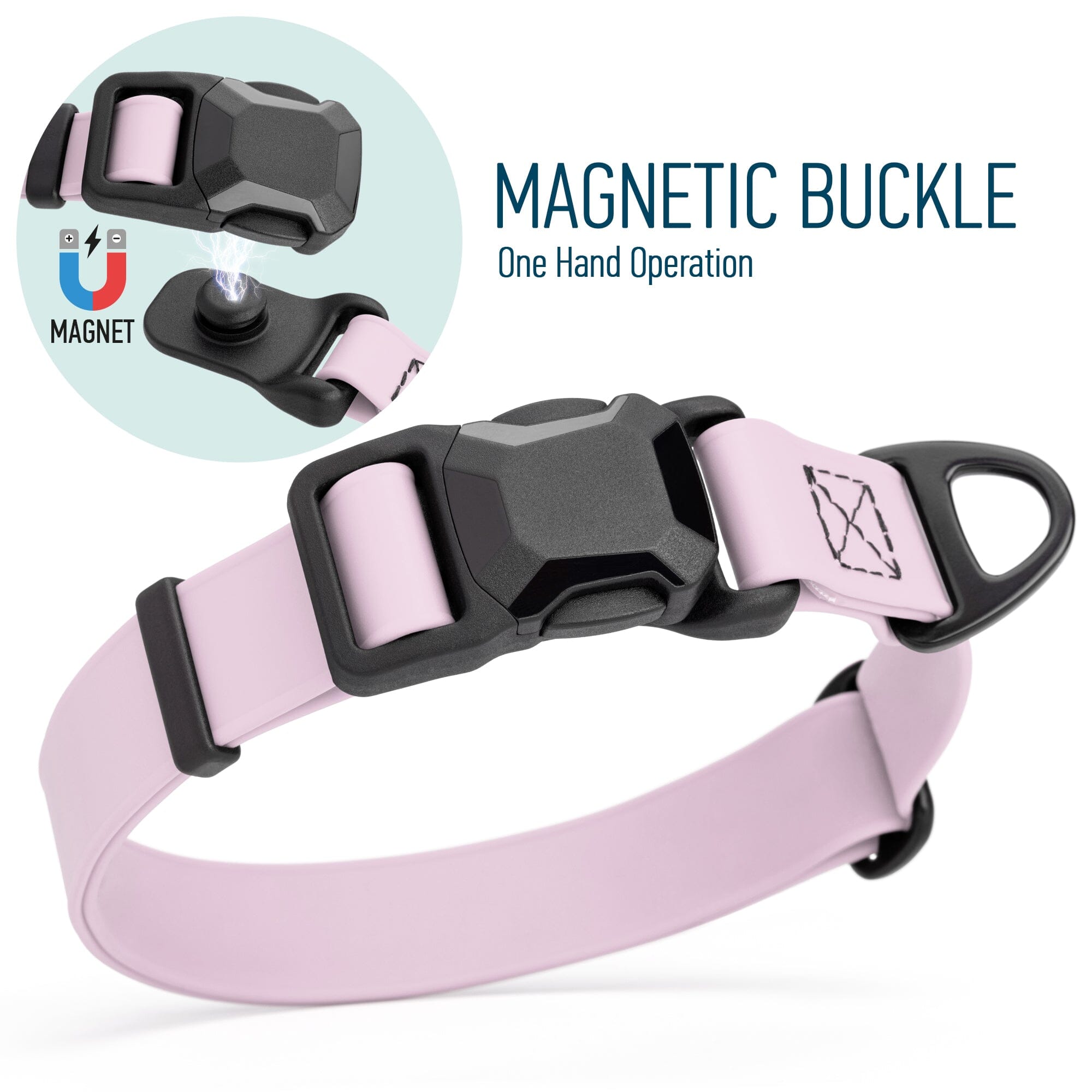 Biothane Waterproof Dog Collar with Magnetic Quick Release Buckle