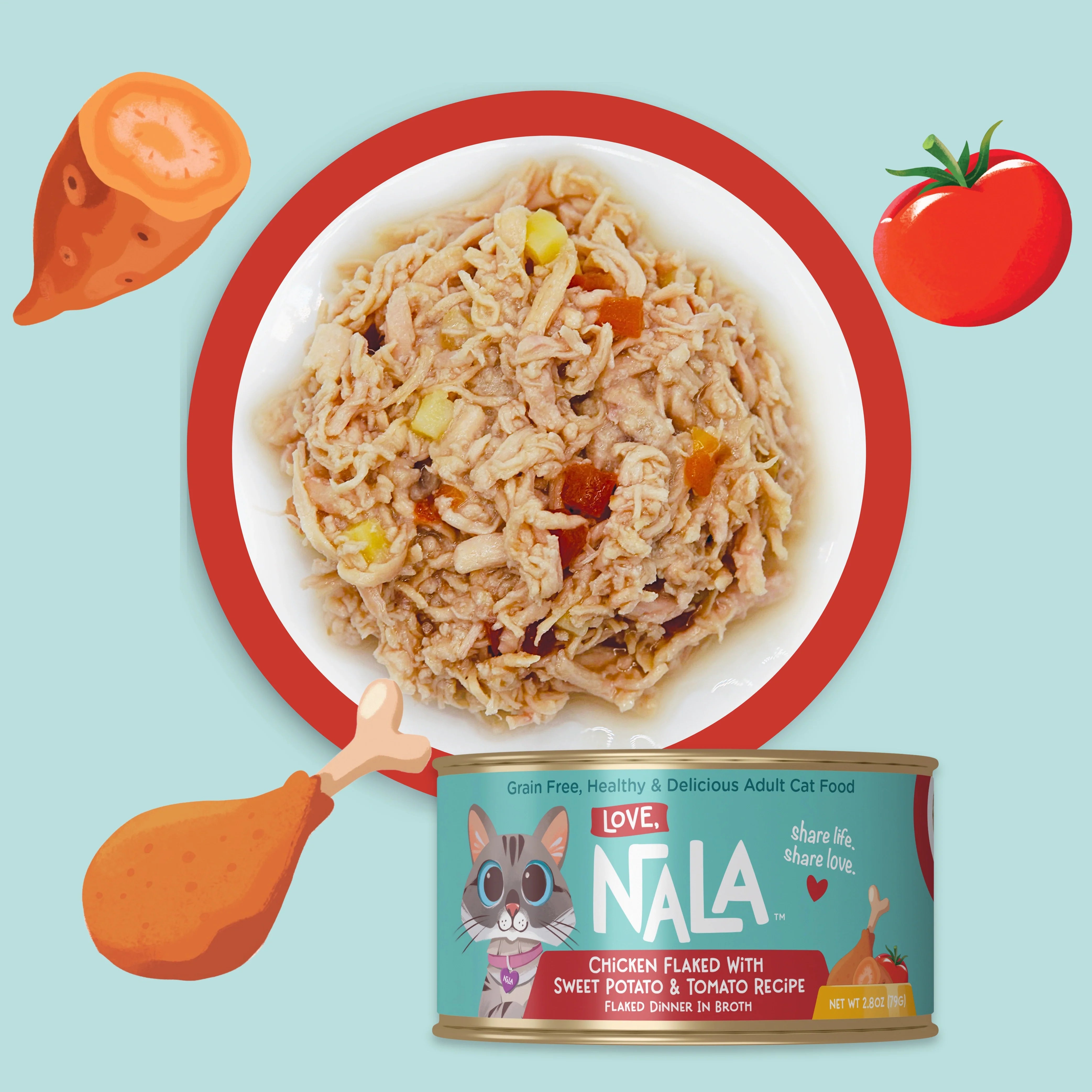 Chicken Flaked With Sweet Potato & Tomato Recipe Dinner In Broth Adult Cat Food, 2.8-oz