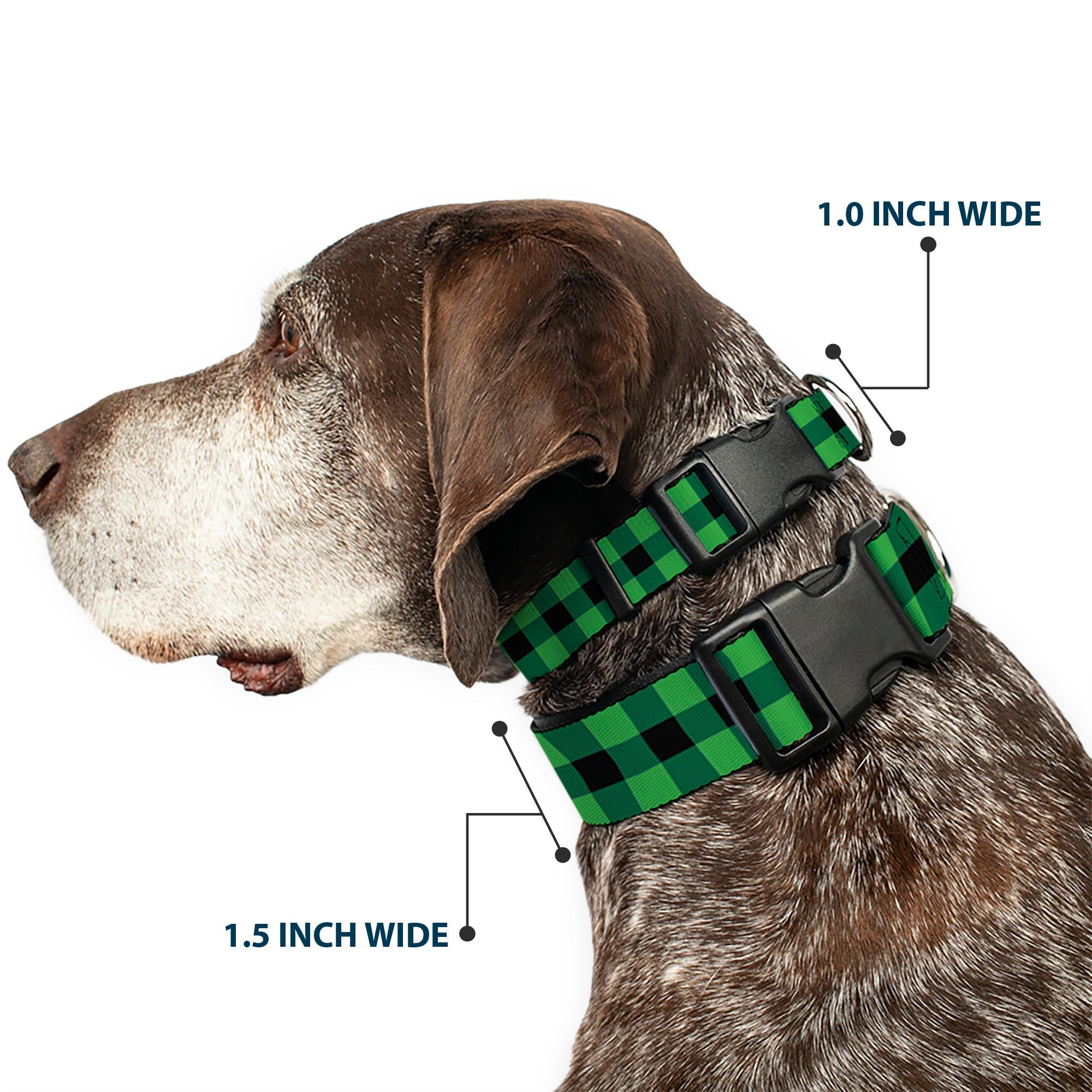 Plastic Clip Collar - Buffalo Plaid Black/Neon Green