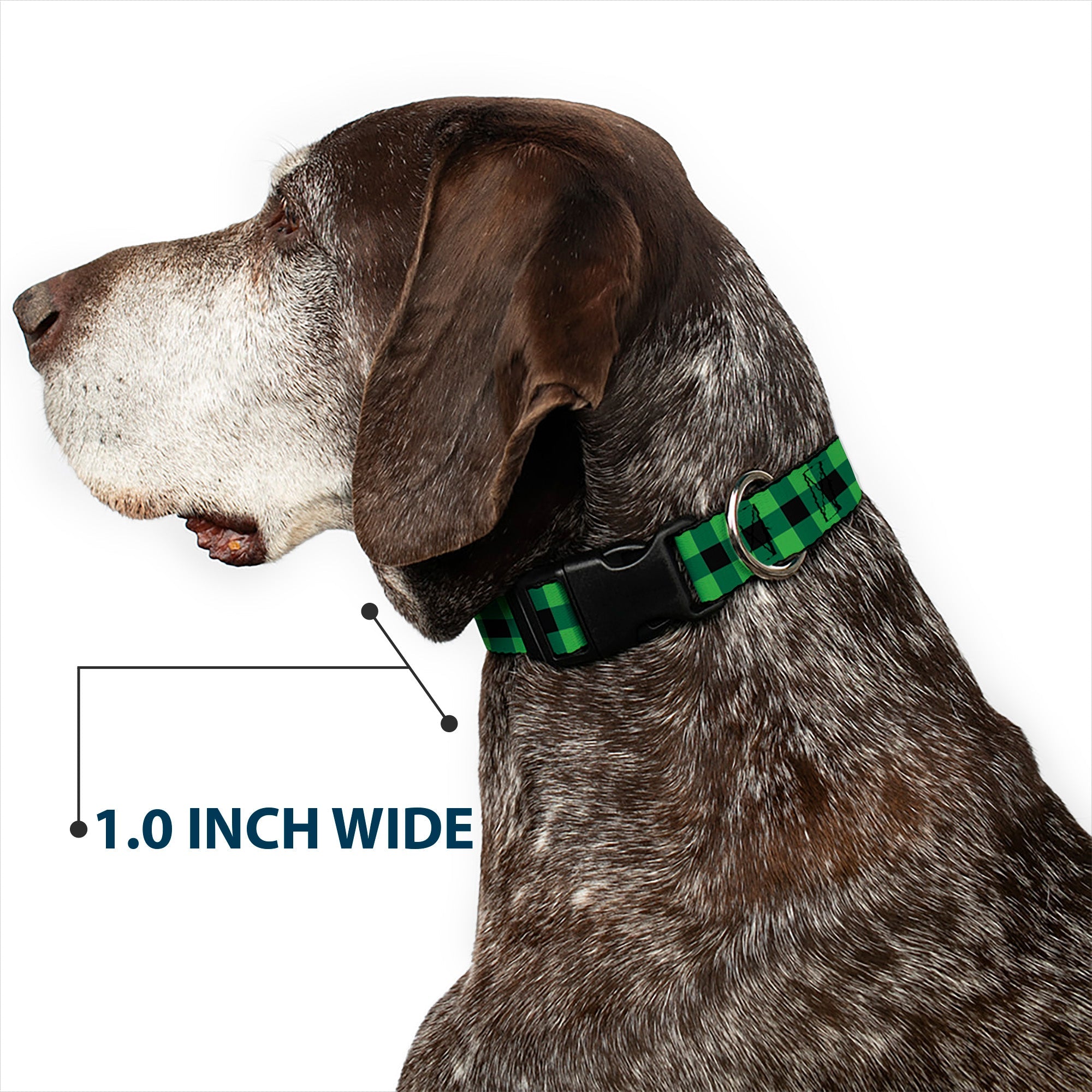 Plastic Clip Collar - Buffalo Plaid Black/Neon Green