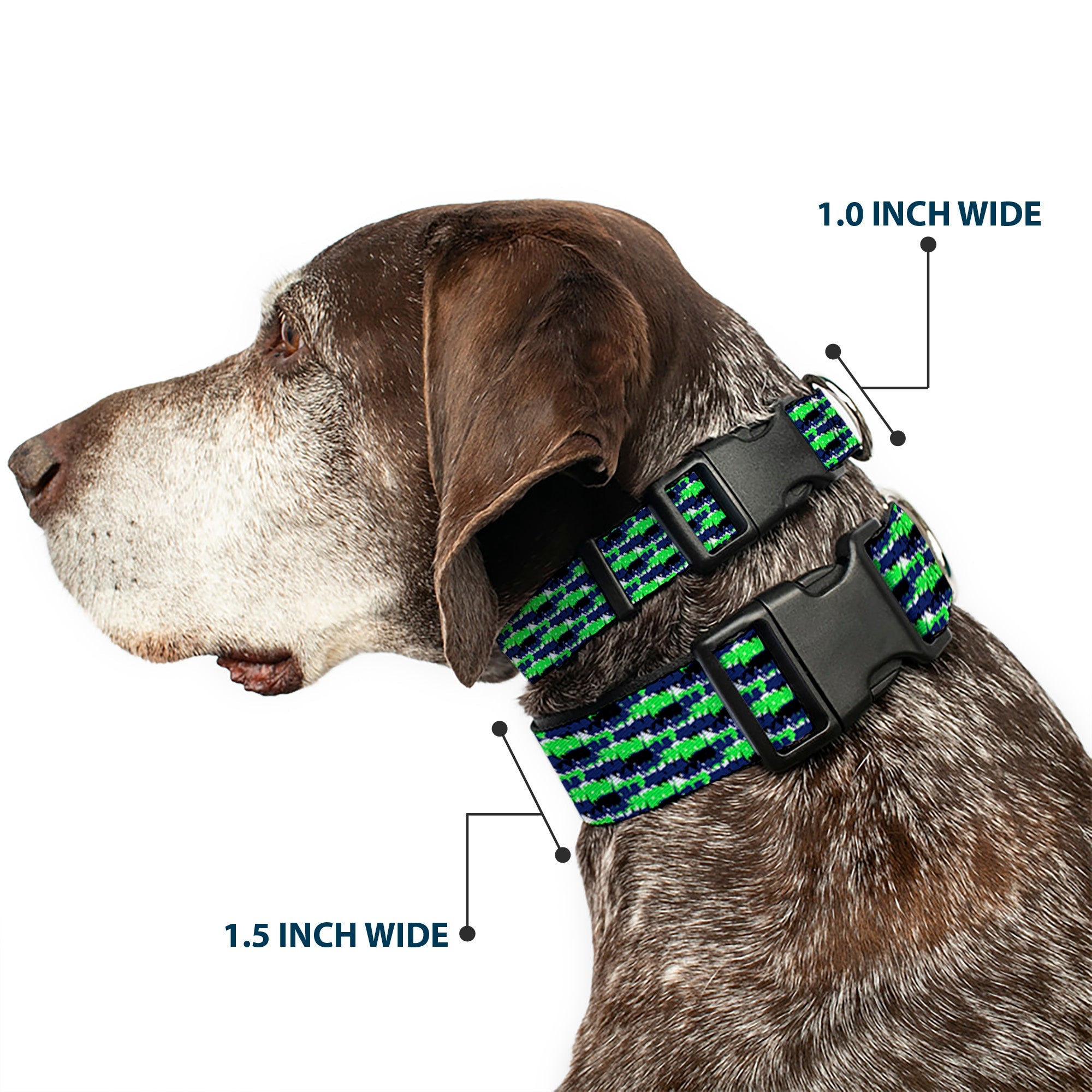 Plastic Clip Collar - Abstract Scribble Black/Blue/Neon Green