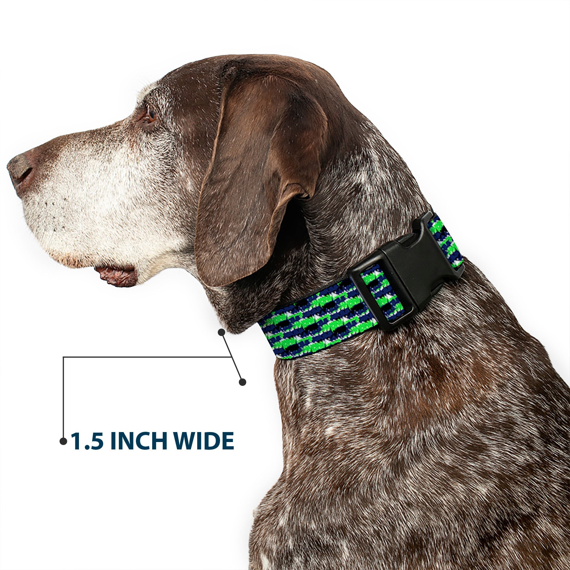 Plastic Clip Collar - Abstract Scribble Black/Blue/Neon Green