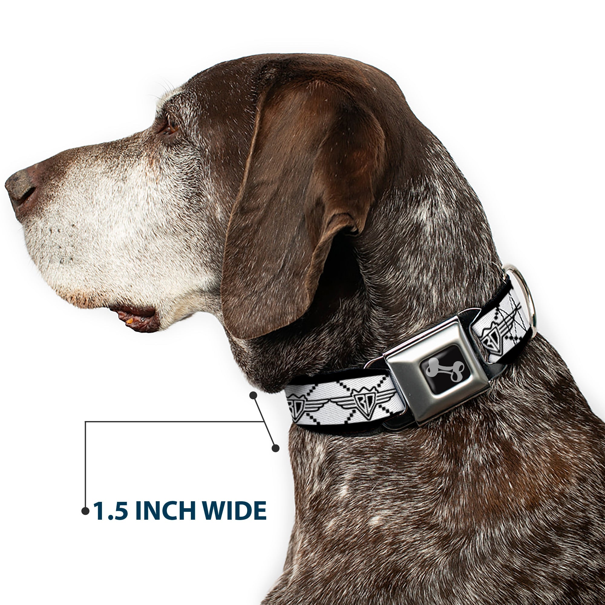 Dog Bone Seatbelt Buckle Collar - BD Monogram2 White/Black