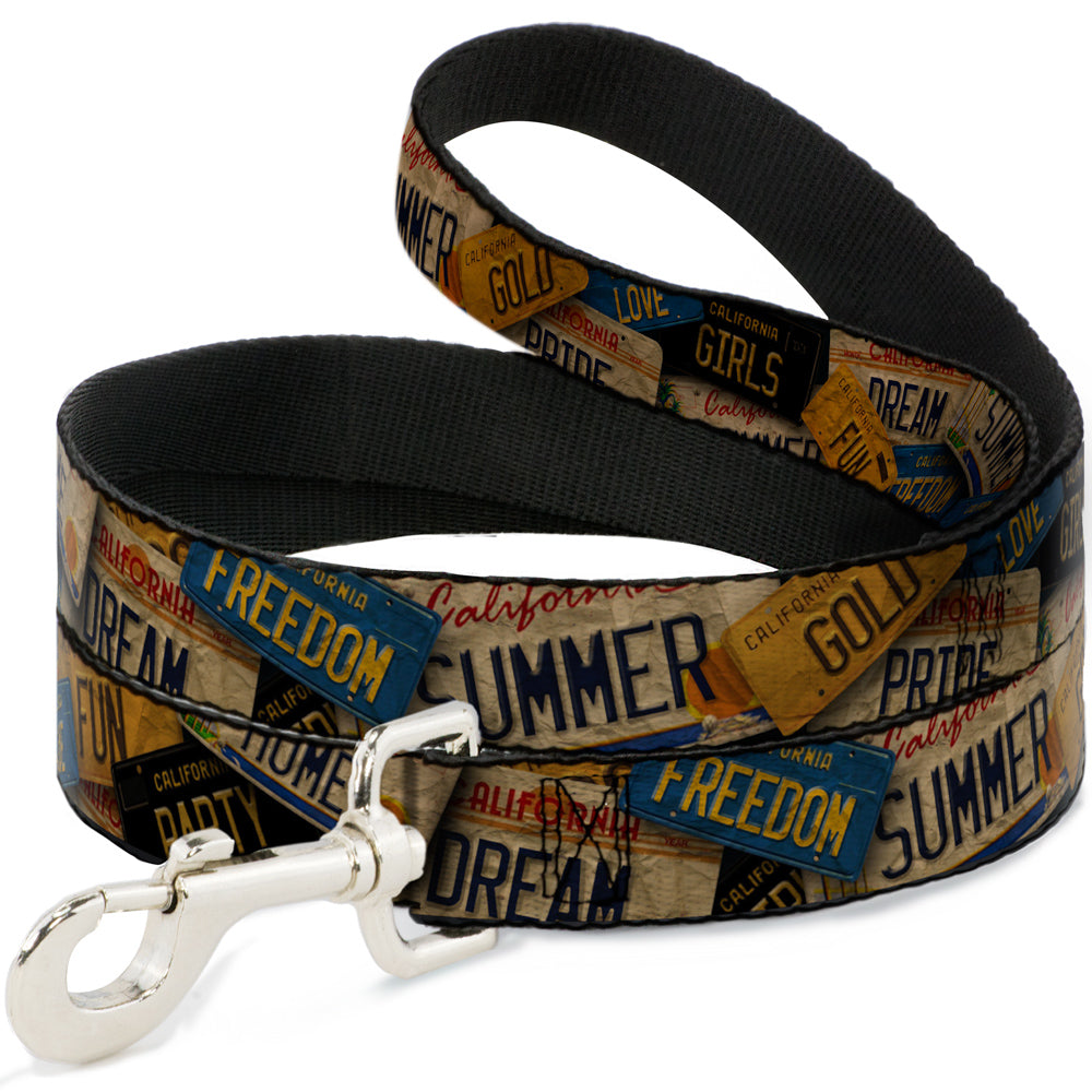 Dog Leash - Cali License Plates Stacked Vintage