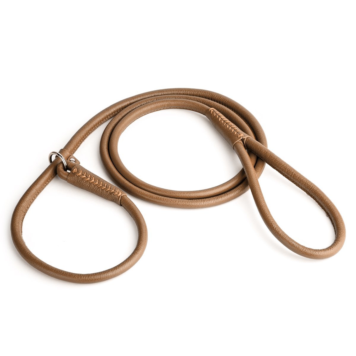 Soft Leather Round Slip Lead for Dogs