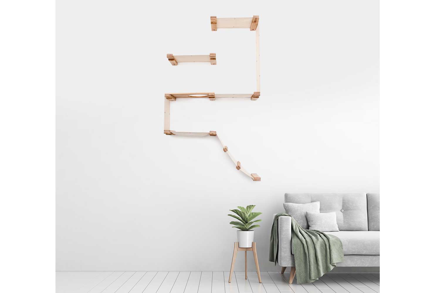 The Deluxe Fort - Modern Cat Condo (Wall Hanging Cat Tree) - by Catastrophic Creations