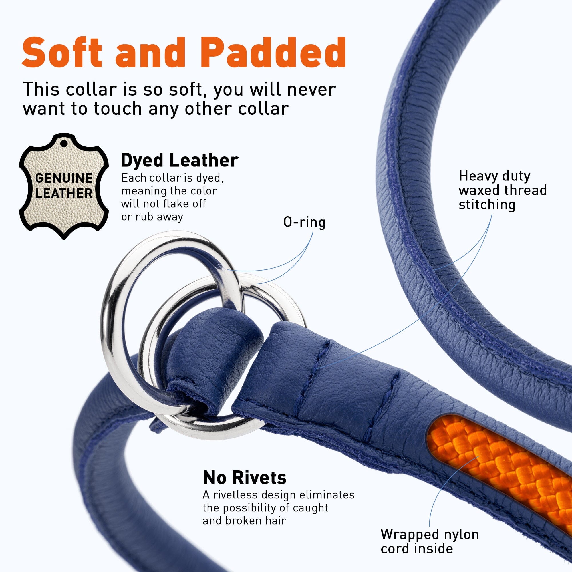 Soft Leather Round Slip Collar