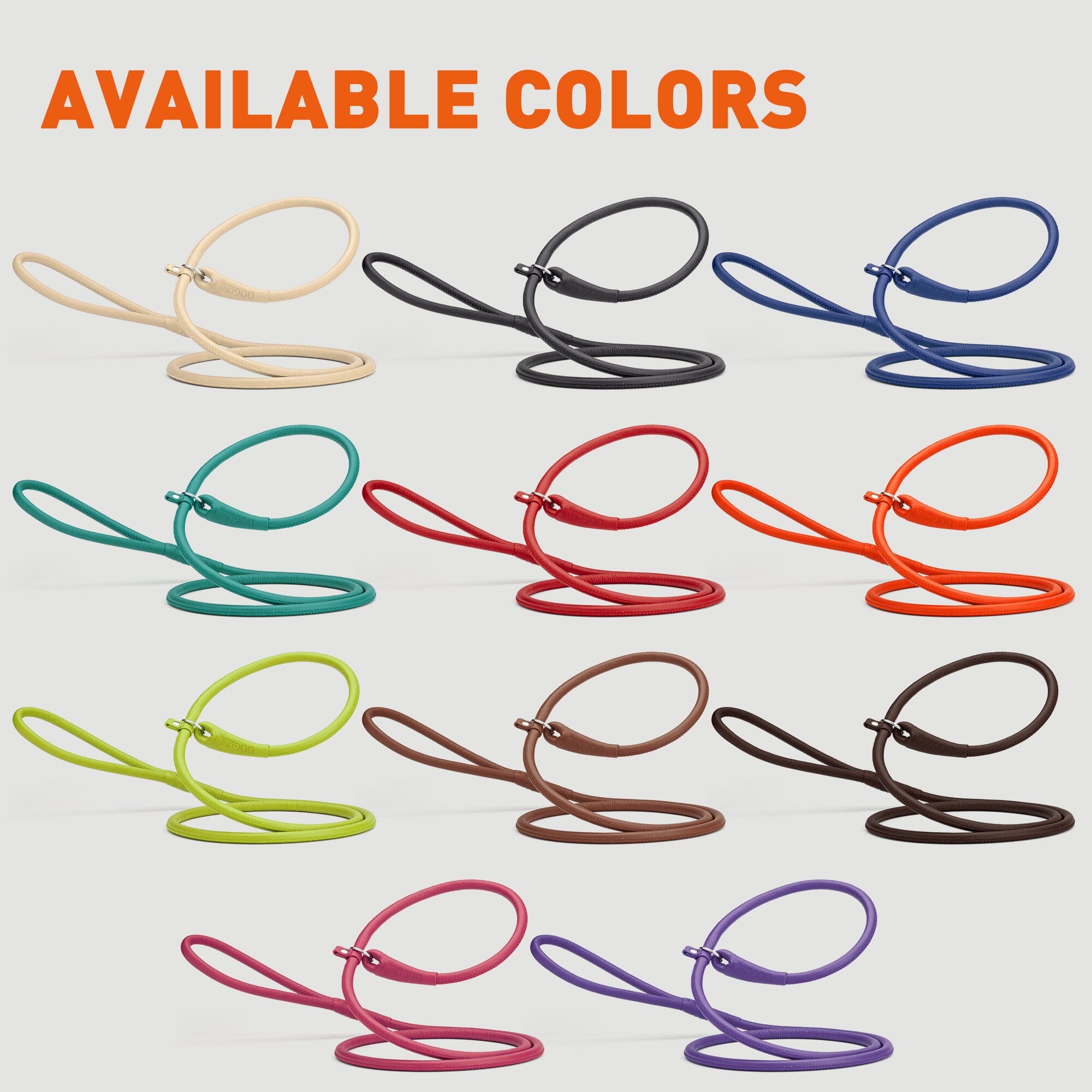 Soft Leather Round Slip Lead for Dogs