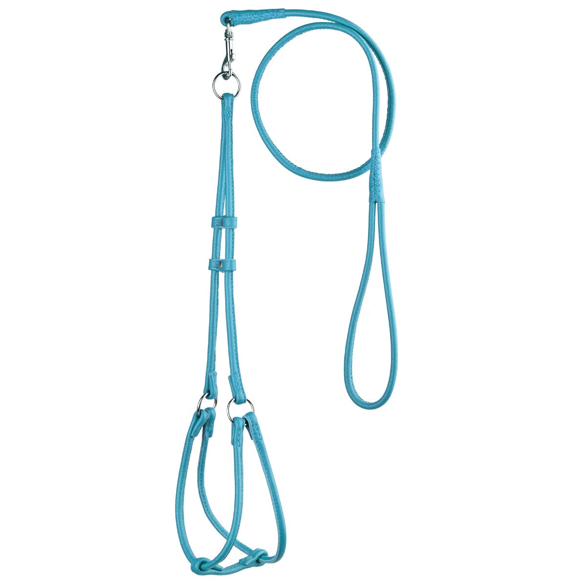 Soft Leather Round Step-In Dog Harness + Round Dog Lead