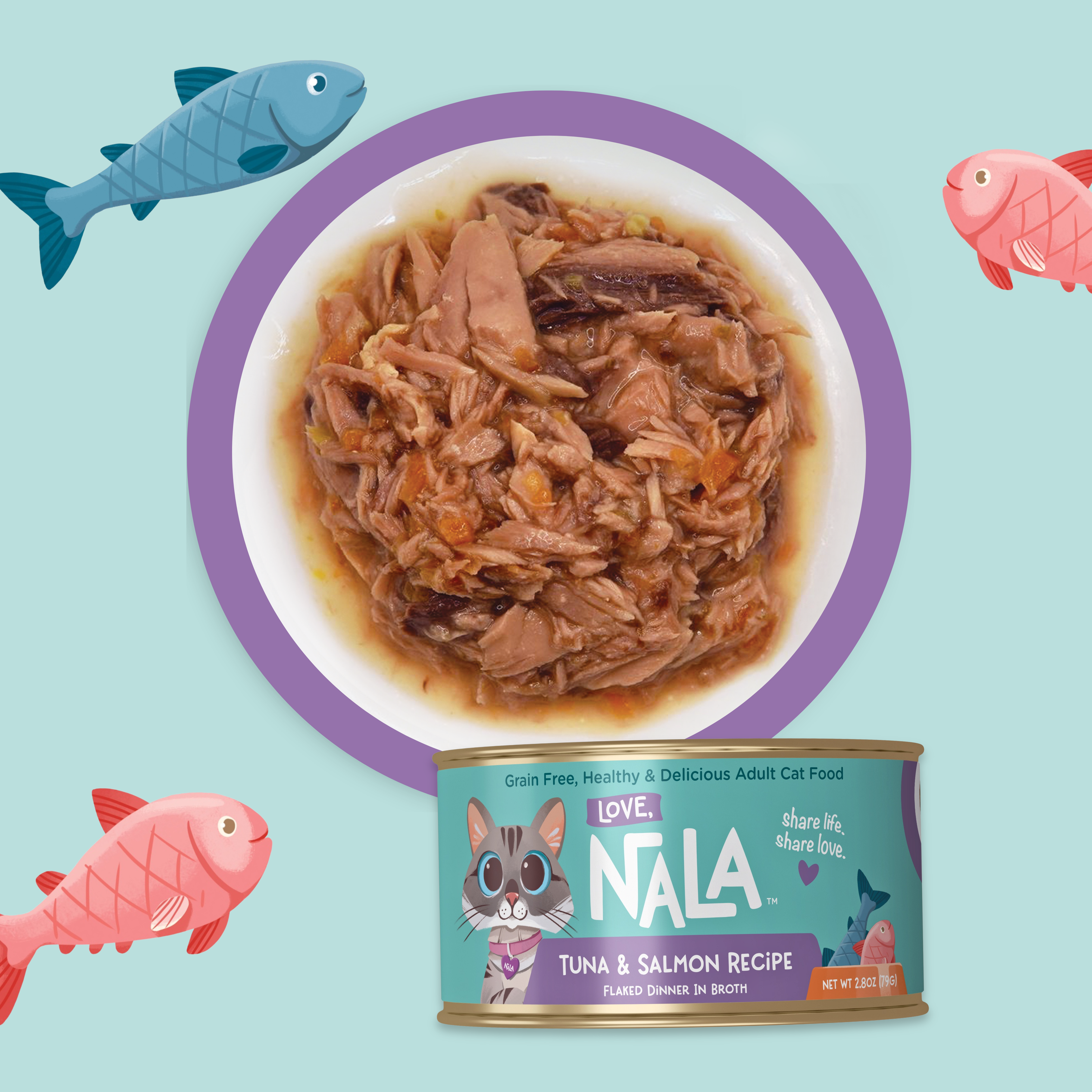 Tuna & Salmon Recipe Flaked Dinner In Broth Adult Cat Food, 2.8-oz