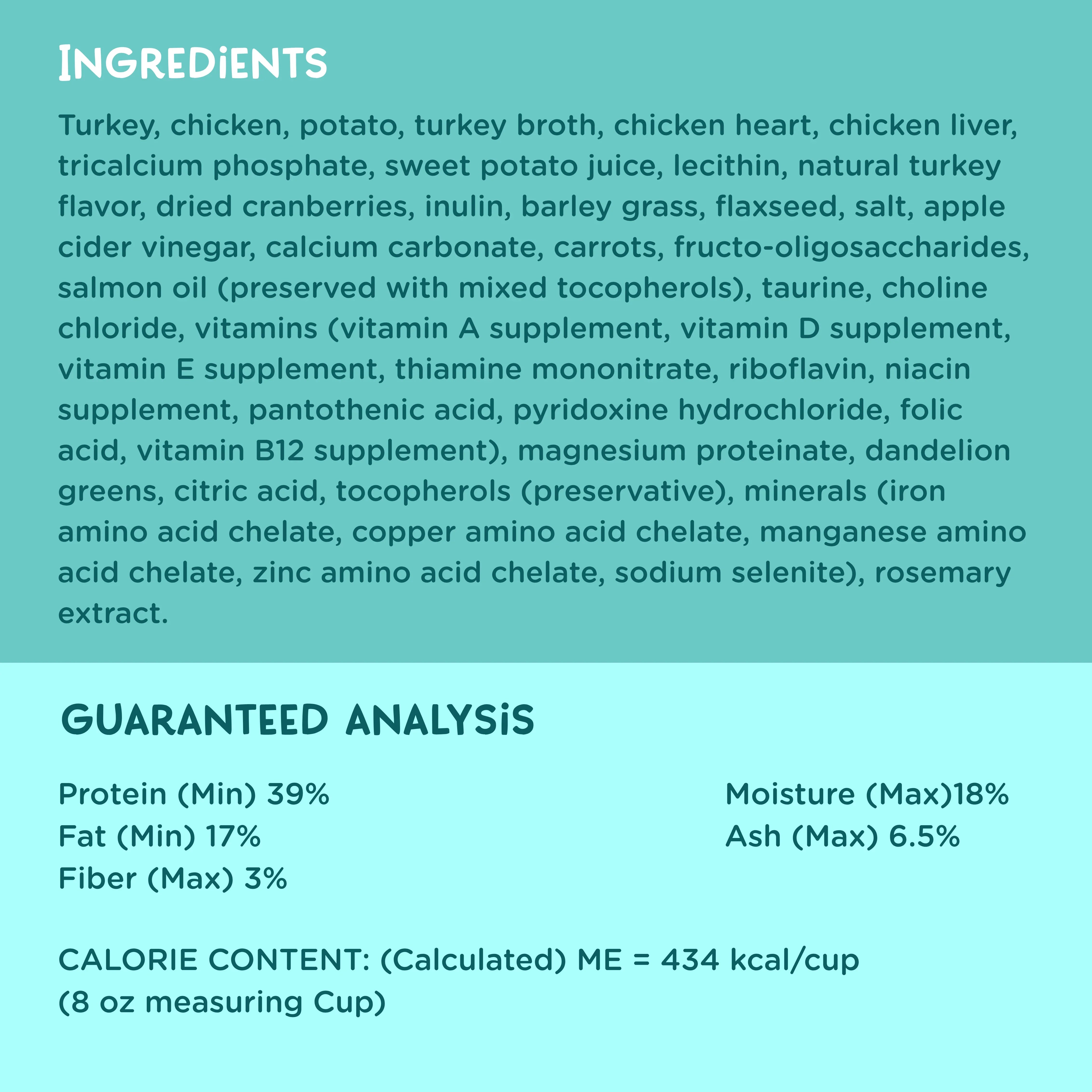 Turkey & Chicken Grain Free Recipe Air-Dried Adult Cat Food 1lb bag