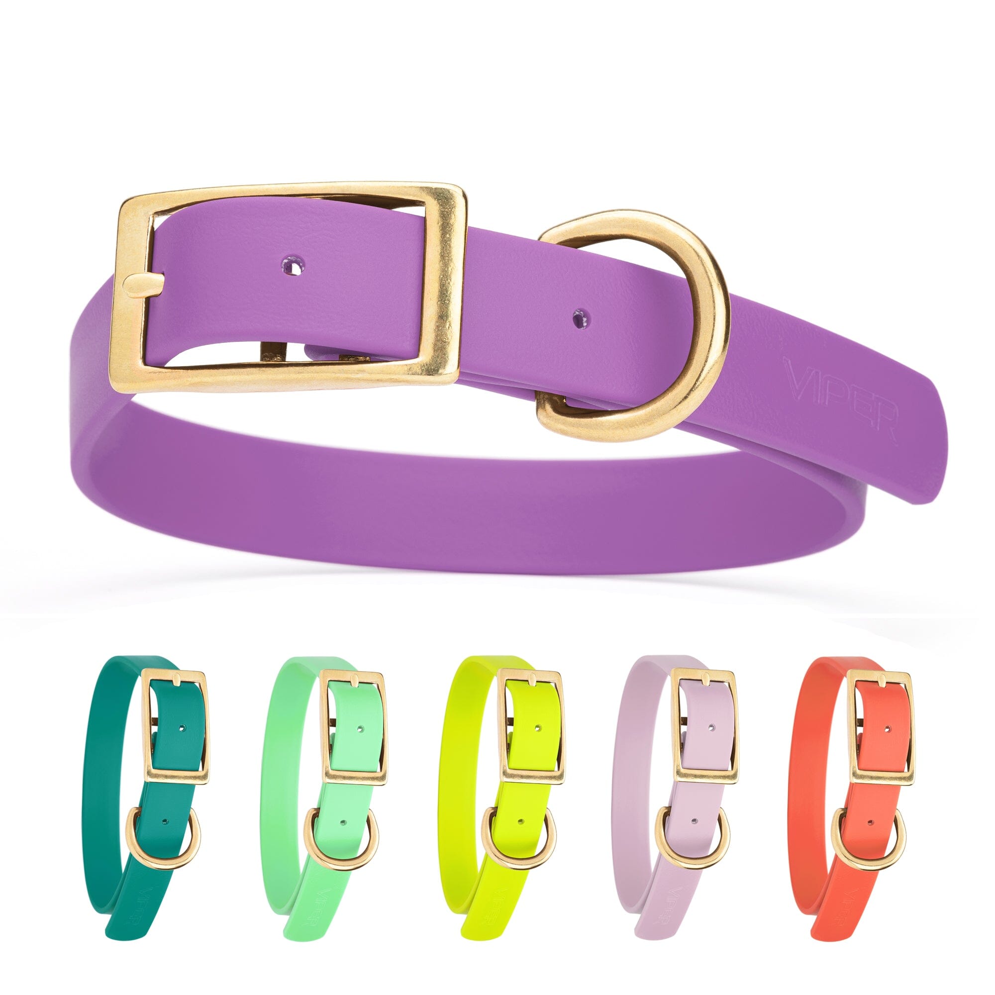 Viper Biothane Waterproof Dog Collar - Brass Hardware - Size XL (22" - 25")