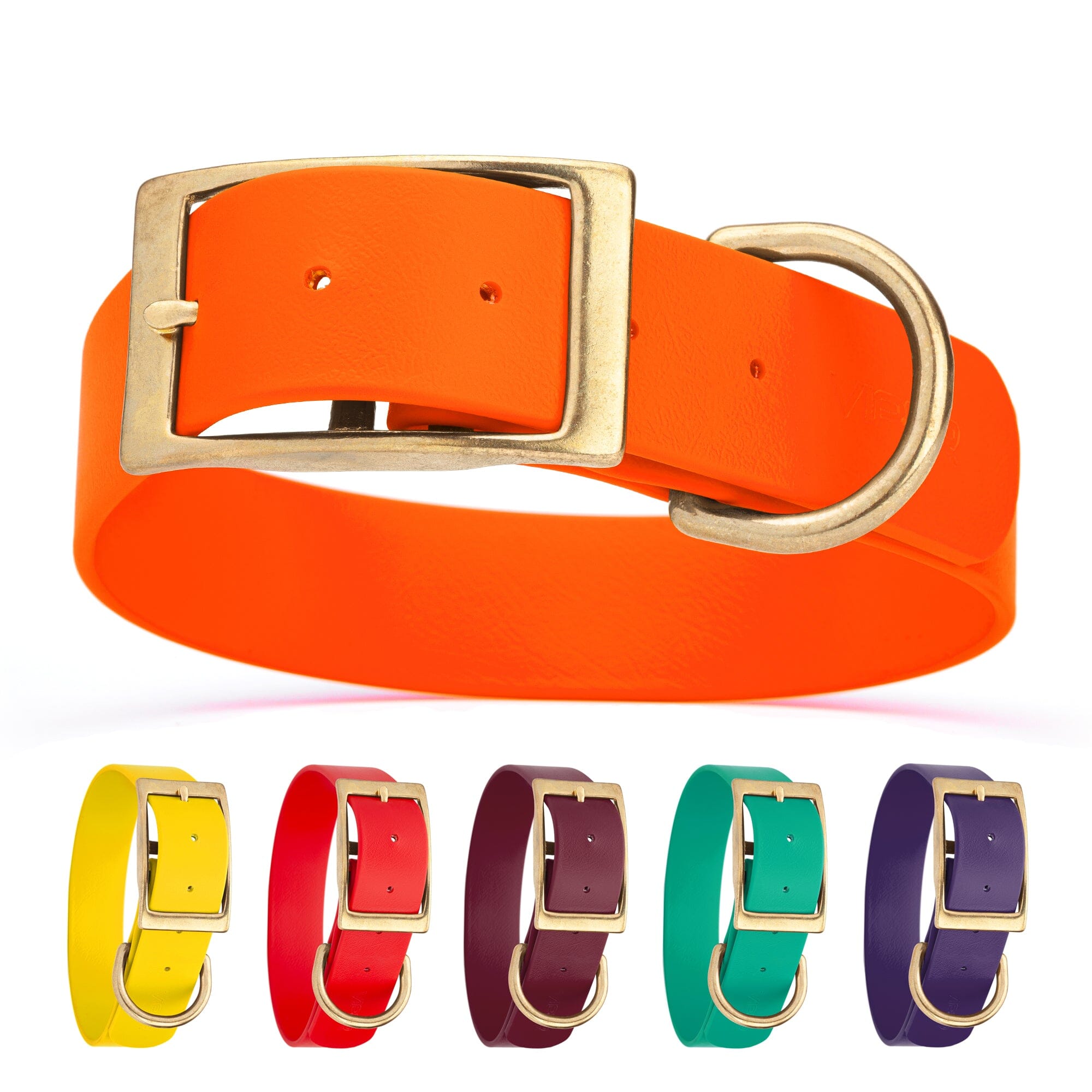 Viper Biothane Waterproof Dog Collar - Brass Hardware - 1.5in Wide - Size L (16" - 20")