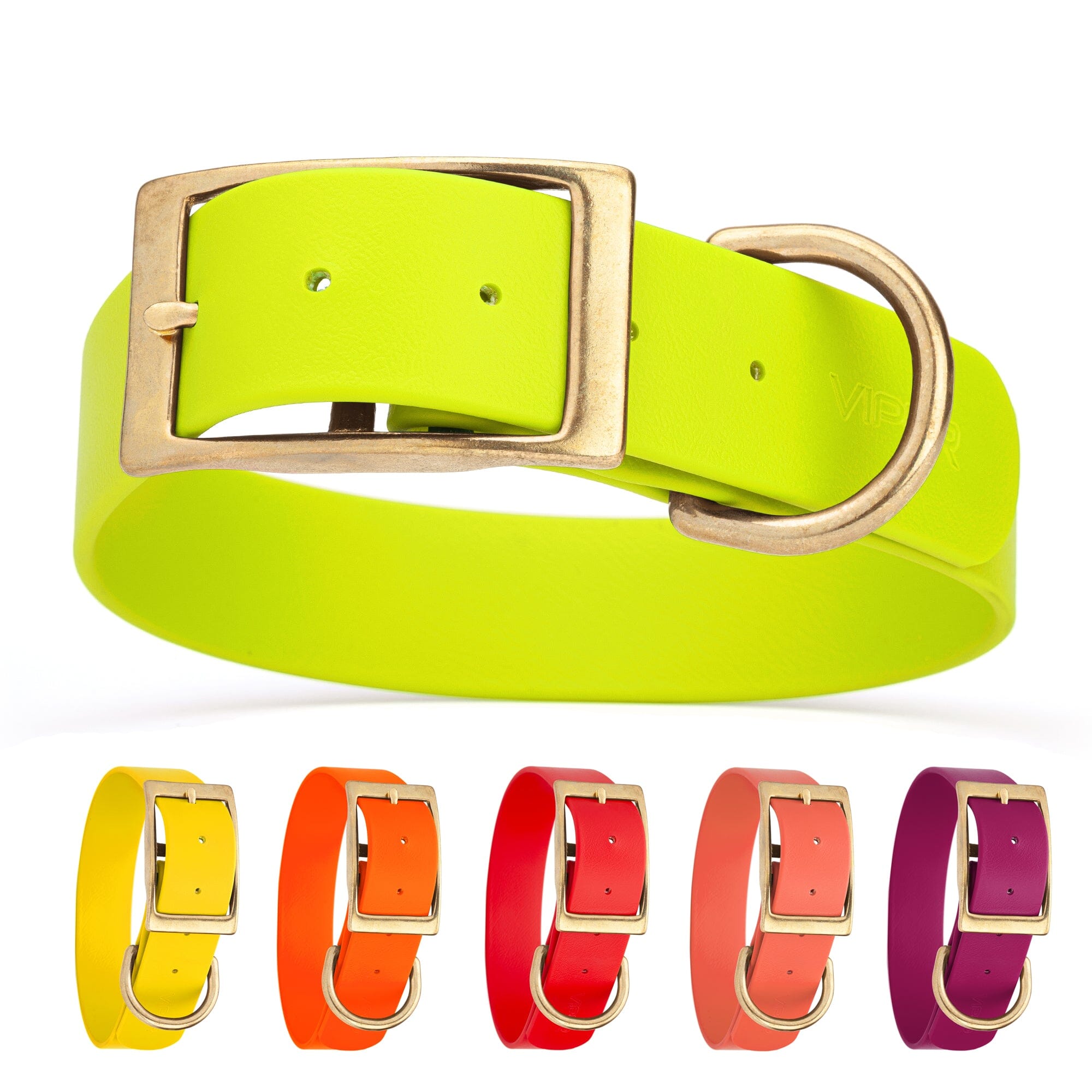 Viper Biothane Waterproof Dog Collar - Brass Hardware - 1.5in Wide - Size XL (20" - 24")