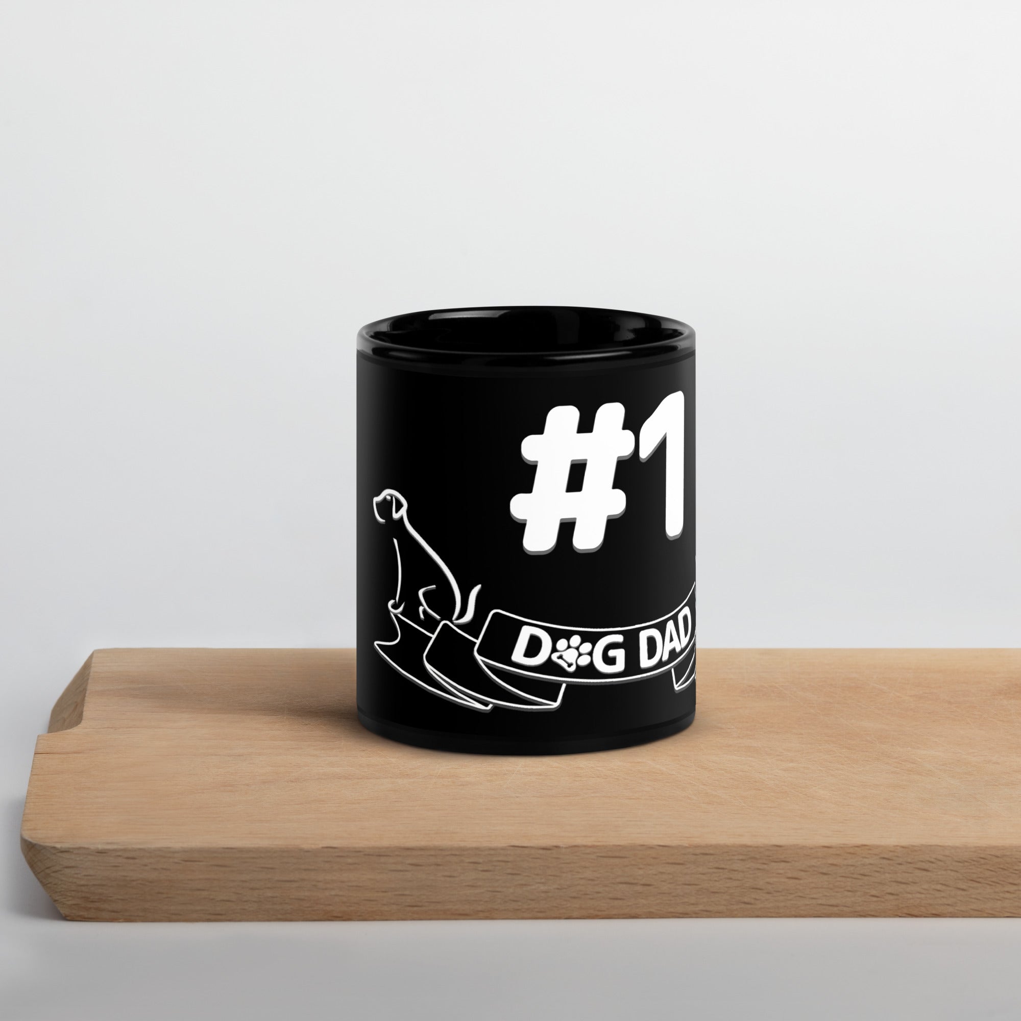 #1 Dog Dad Black Glossy Mug