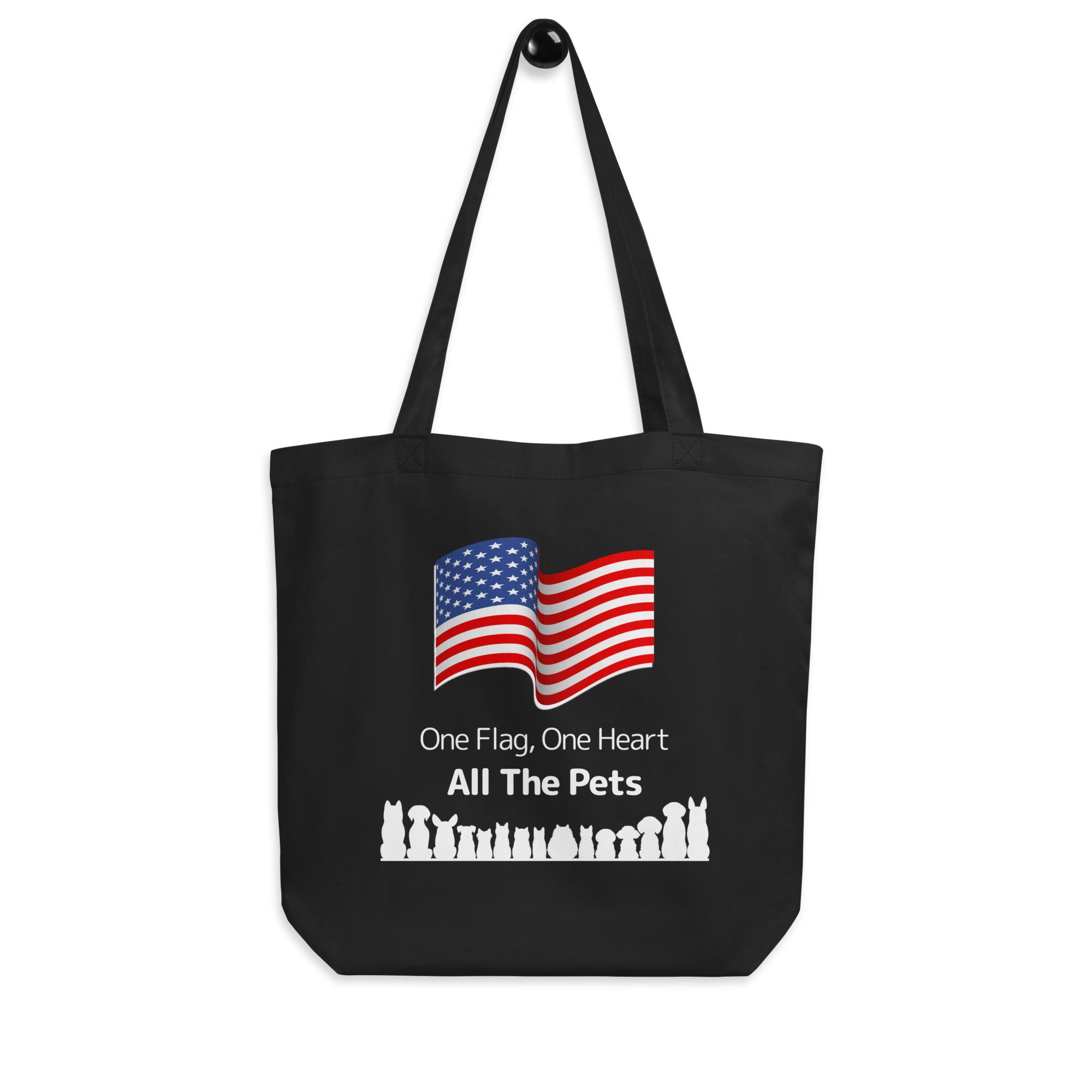 Black One Flag, One Heart, All the Pets Eco Tote Bag