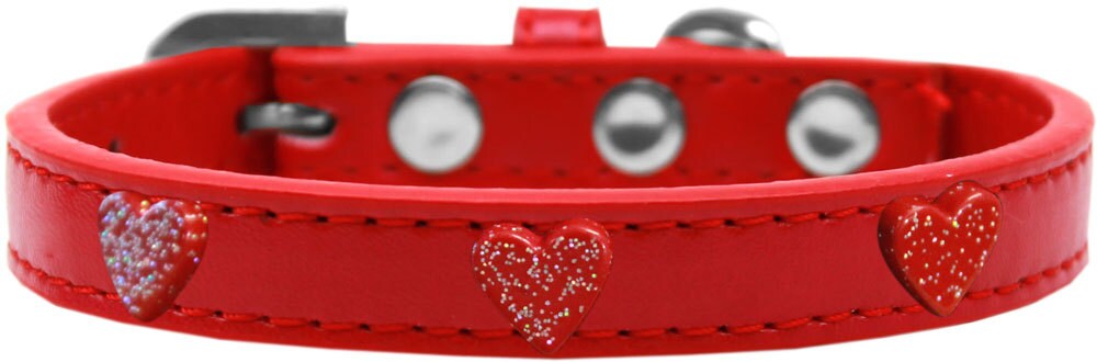 Dog, Puppy & Pet Widget Fashion Collar, "Red Glitter Heart"