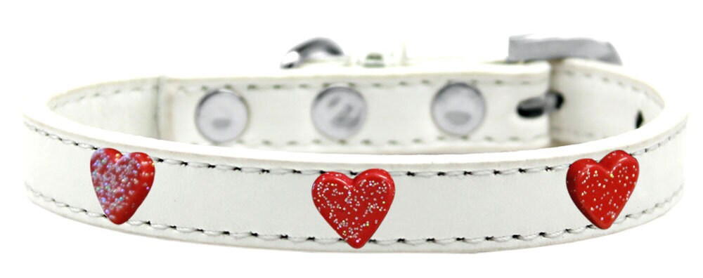 Dog, Puppy & Pet Widget Fashion Collar, "Red Glitter Heart"