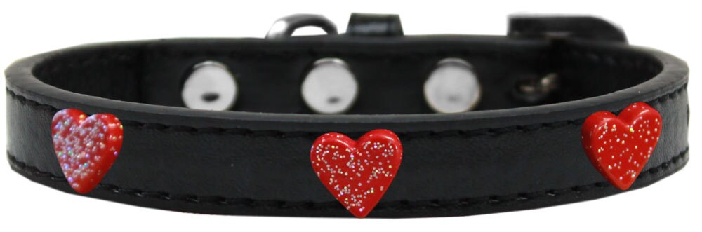 Dog, Puppy & Pet Widget Fashion Collar, "Red Glitter Heart"