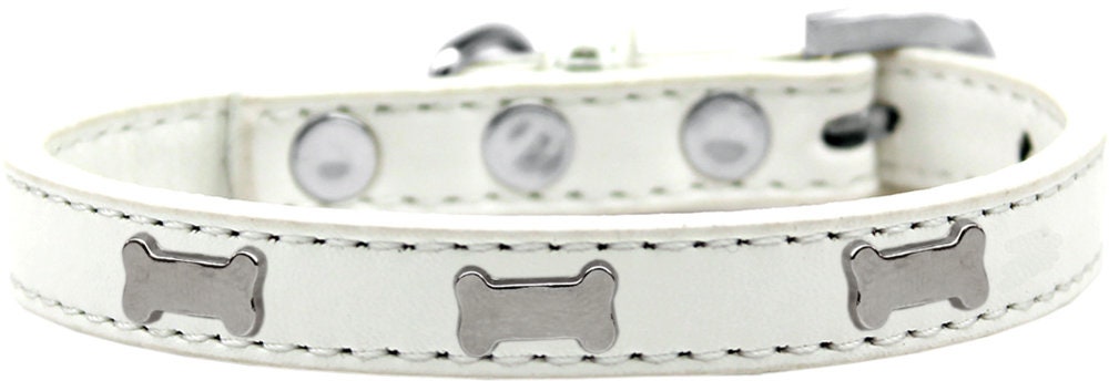 Dog, Puppy & Pet Widget Fashion Collar, "Silver Bone"