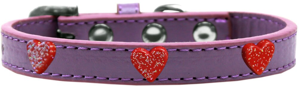 Dog, Puppy & Pet Widget Fashion Collar, "Red Glitter Heart"