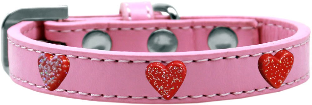 Dog, Puppy & Pet Widget Fashion Collar, "Red Glitter Heart"