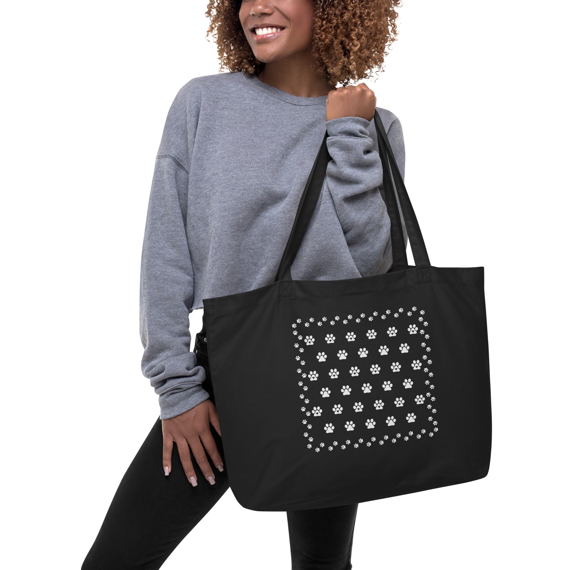 Black Pawful Large Eco Tote Bag