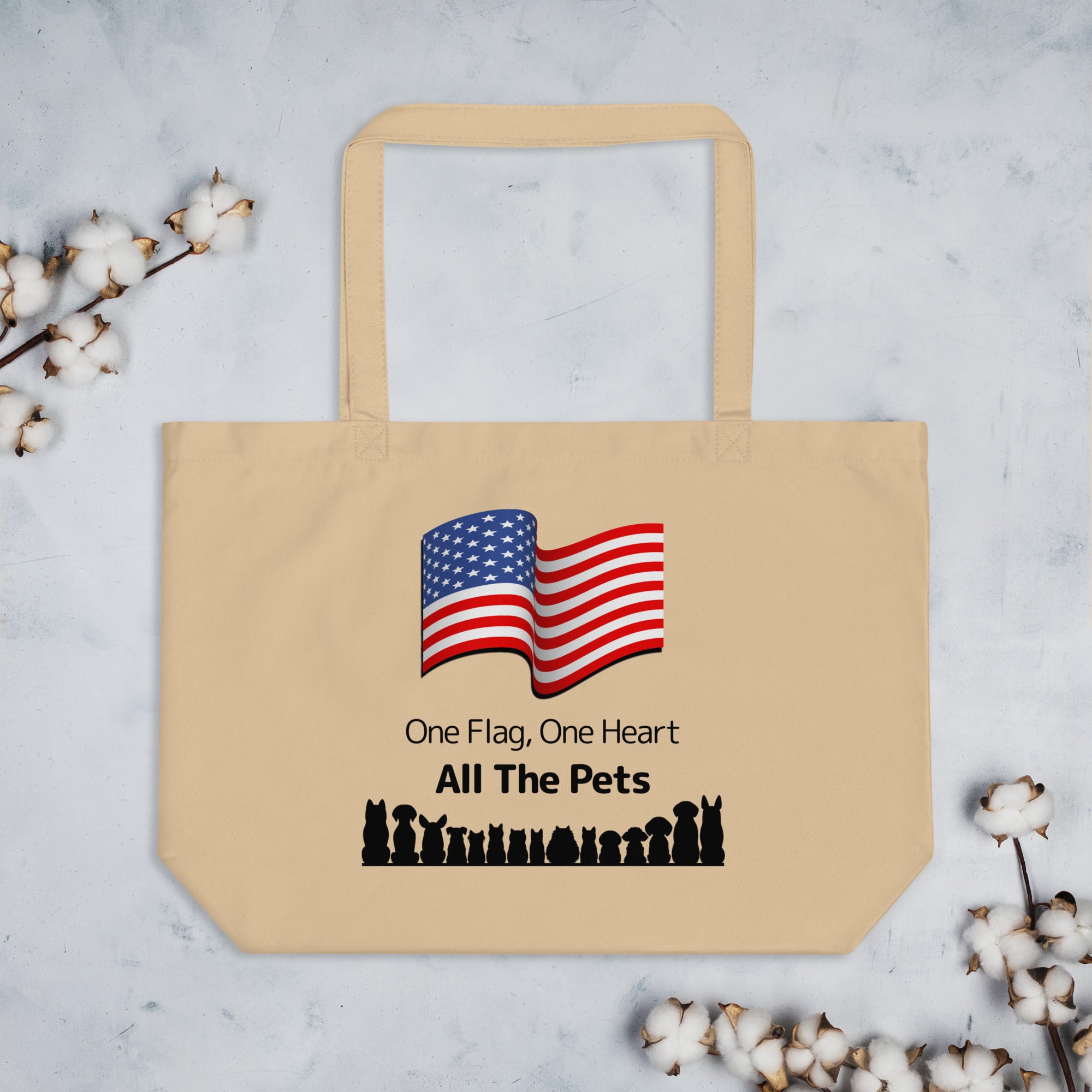 Large One Flag, One Heart, All the Pets Eco Tote Bag
