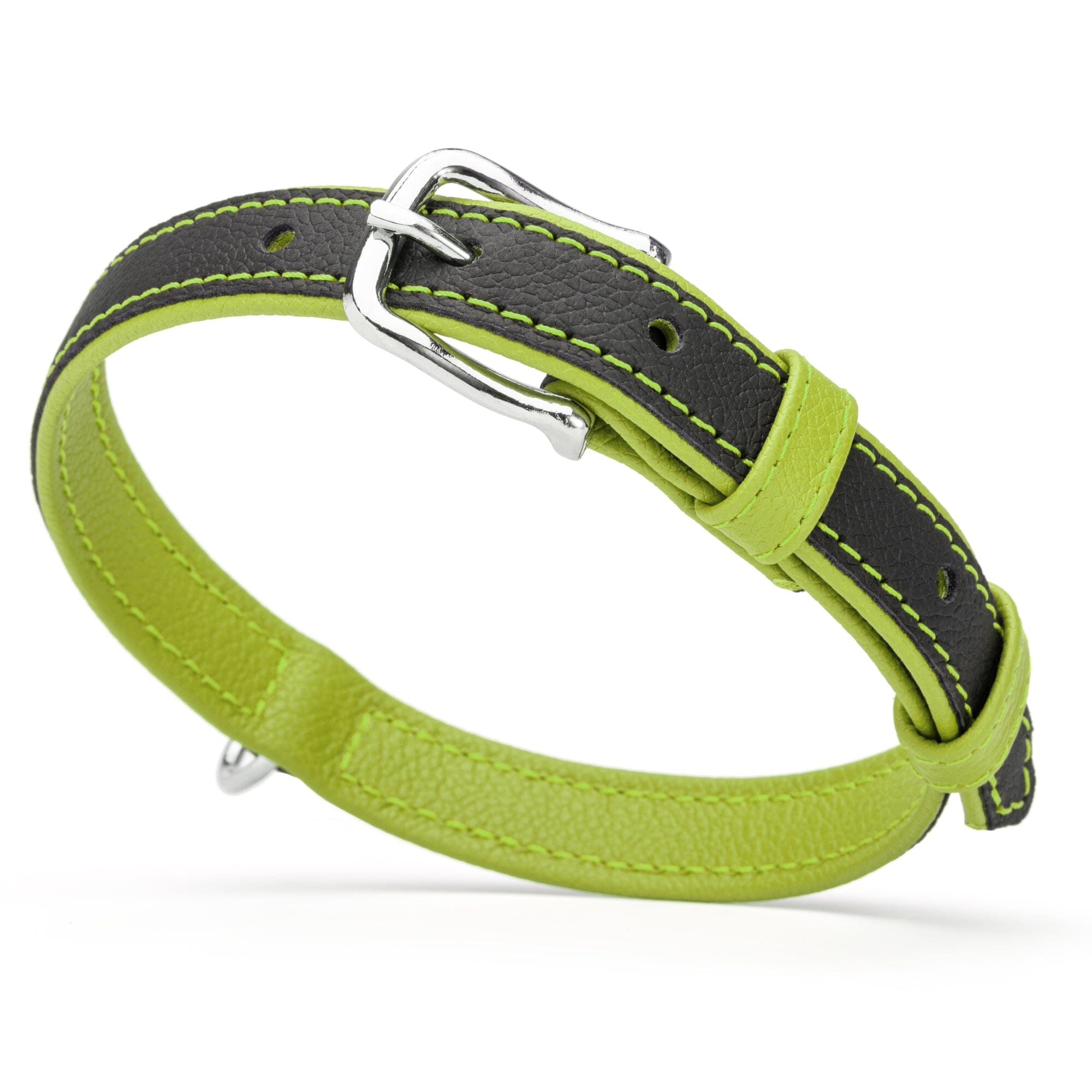 Soft Leather Dual-Color Flat Dog Collar