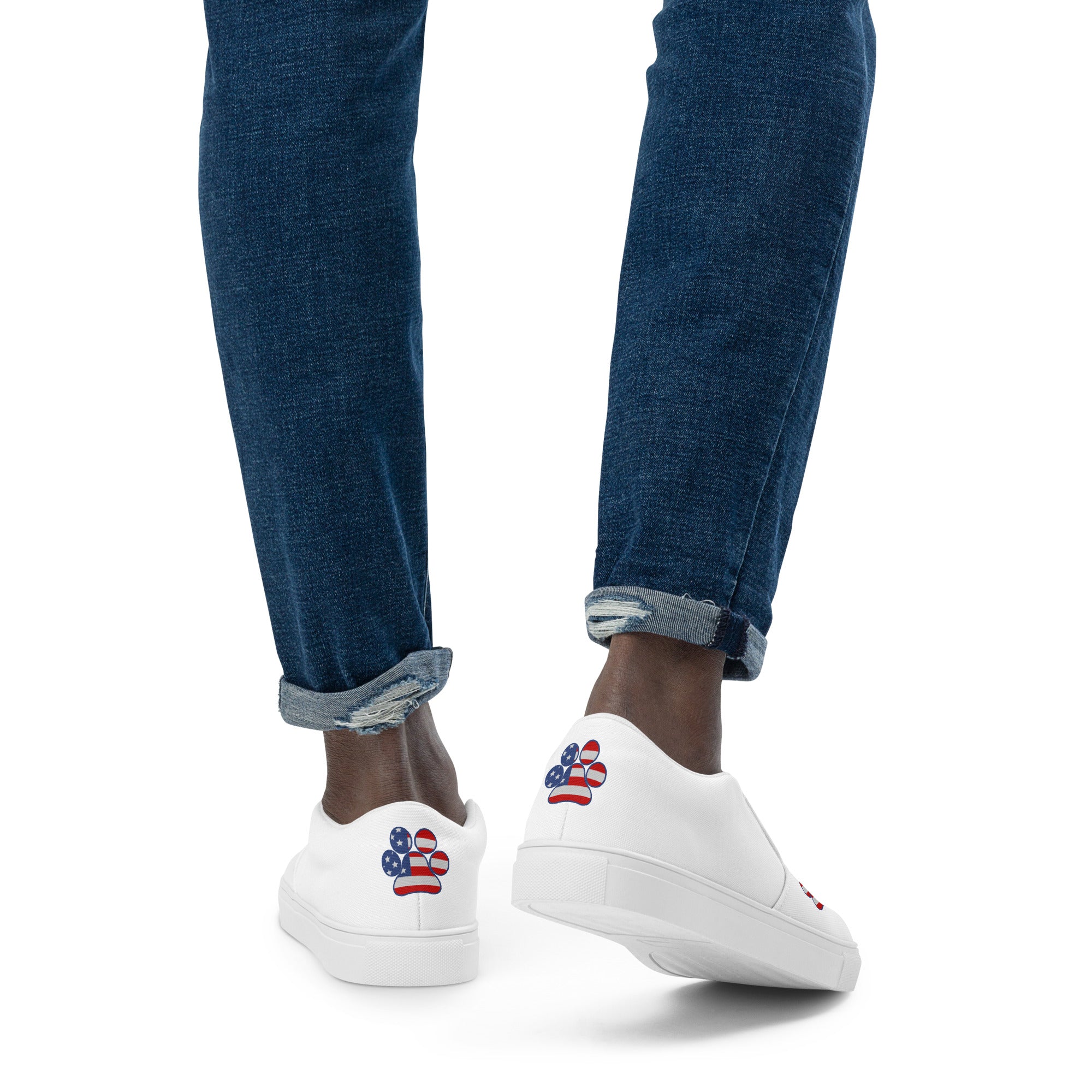 Men’s White slip-on Paw Print Shoes