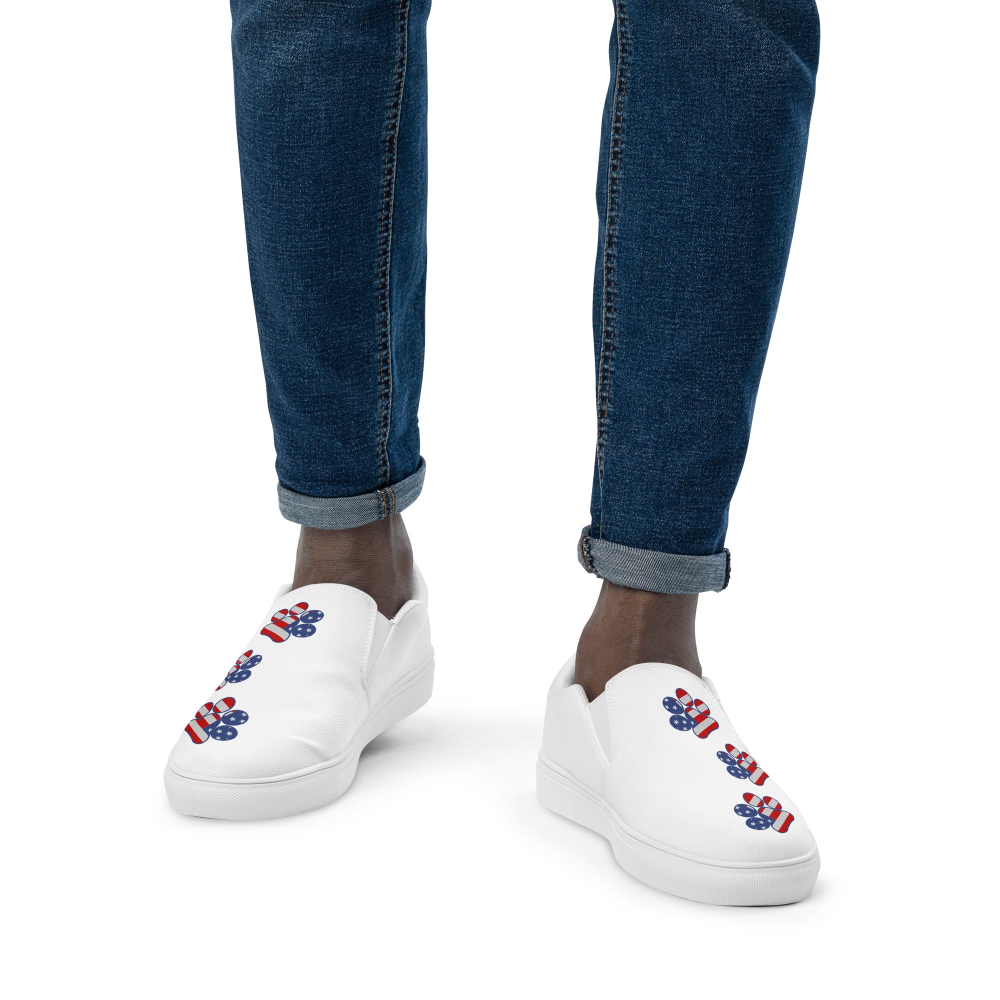 Men’s White slip-on Paw Print Shoes