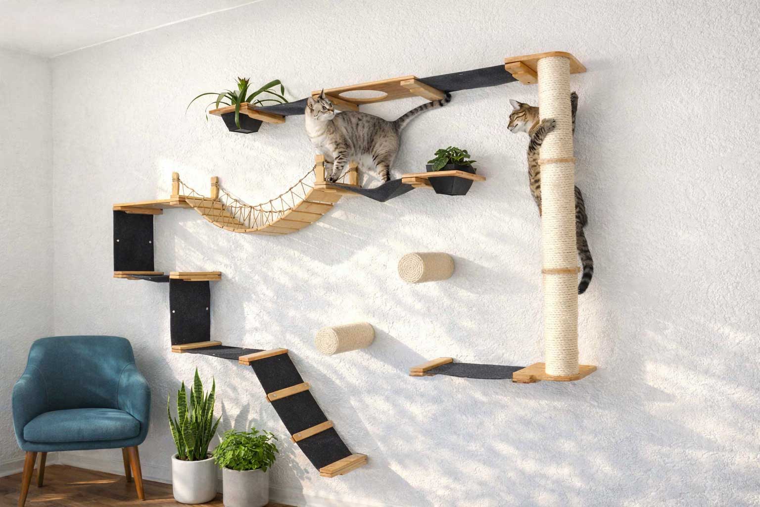 The Juggernaut (Wall-Mounted Cat Tree/Condo) - by Catastrophic Creations