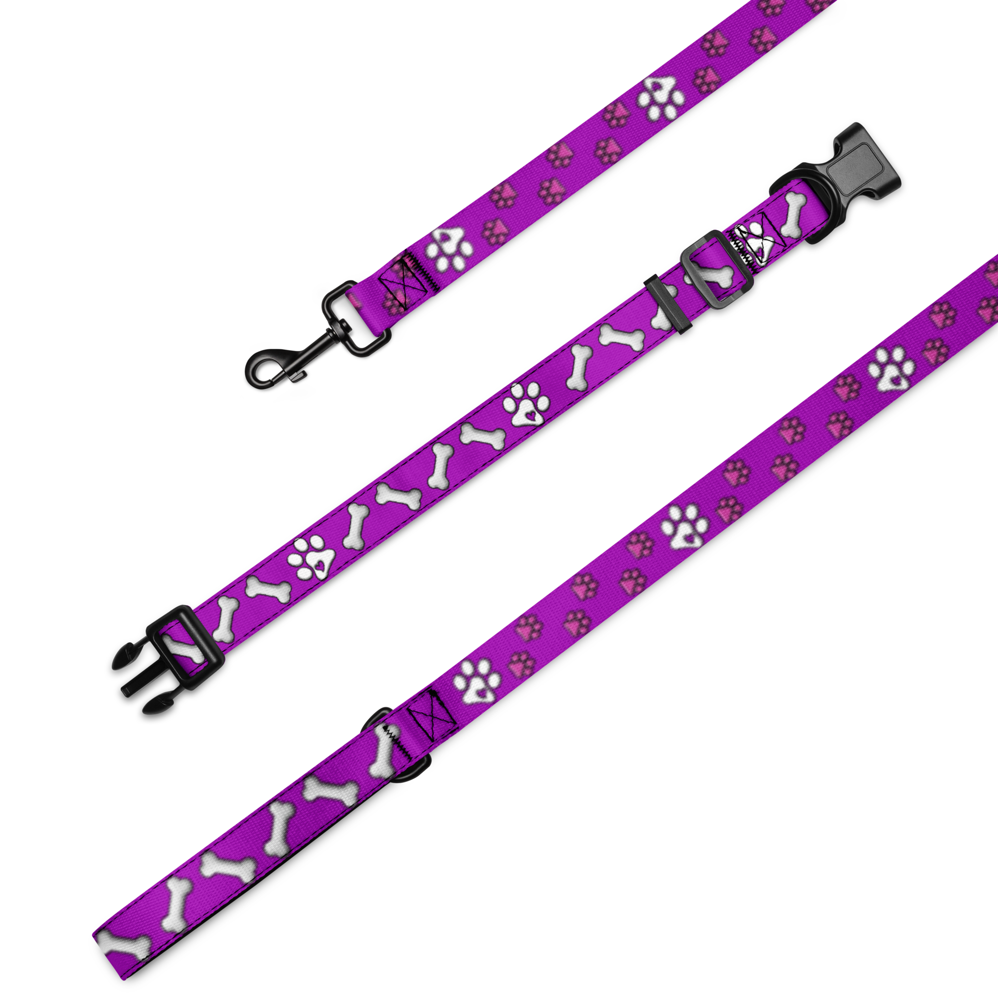 Pink Paws n' Bone Collar & Leash