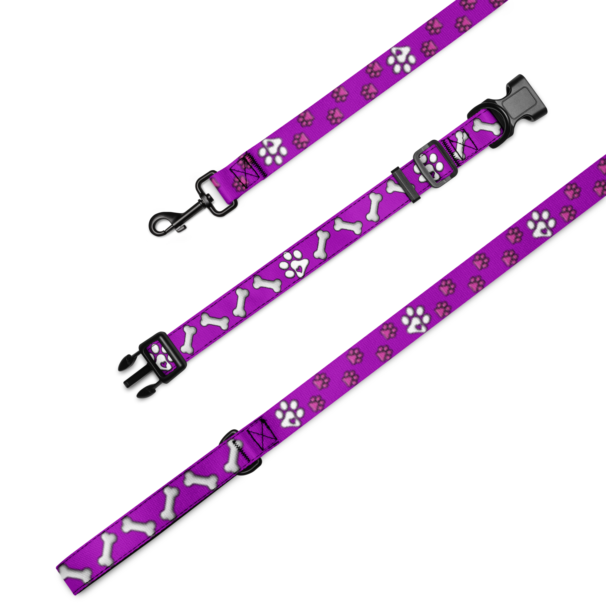 Pink Paws n' Bone Collar & Leash