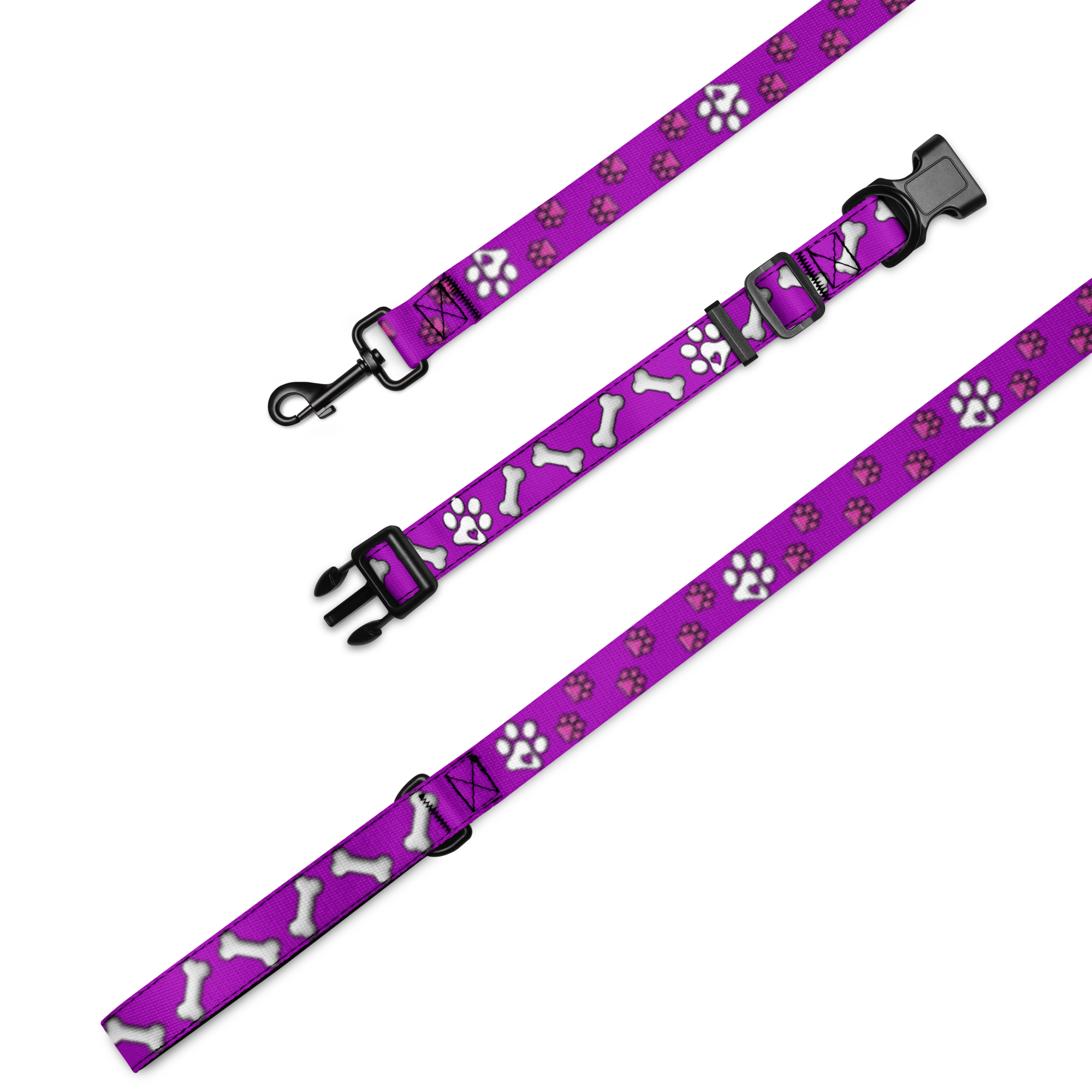 Pink Paws n' Bone Collar & Leash