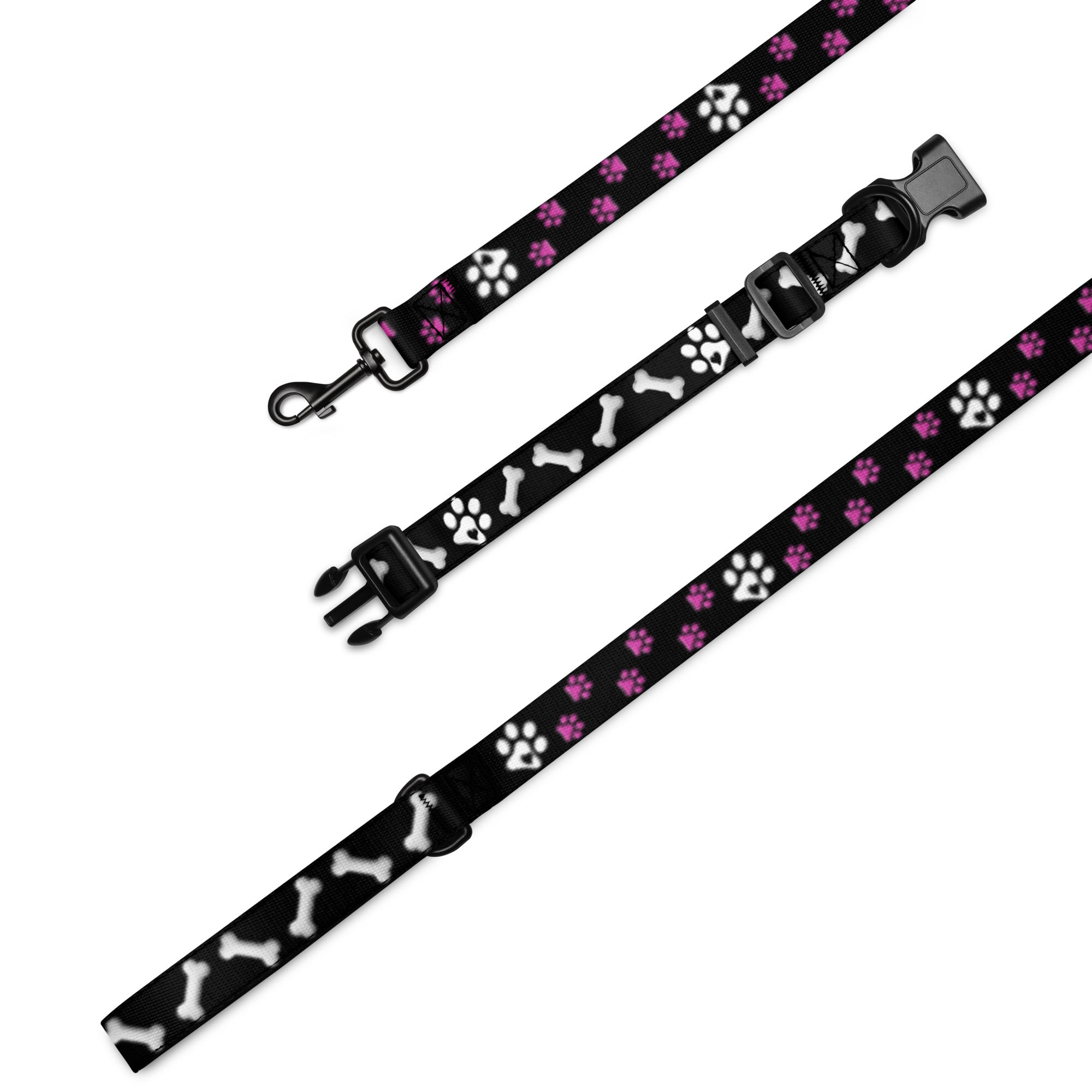 Pink Paws n' Bone Collar & Leash