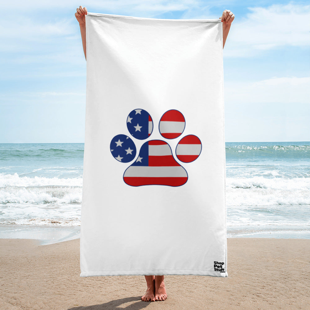 American Flag ShopPetStuff Paw Print Towel