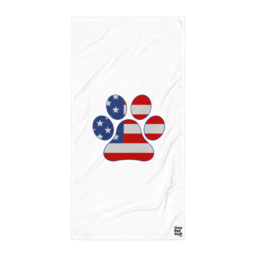 American Flag ShopPetStuff Paw Print Towel
