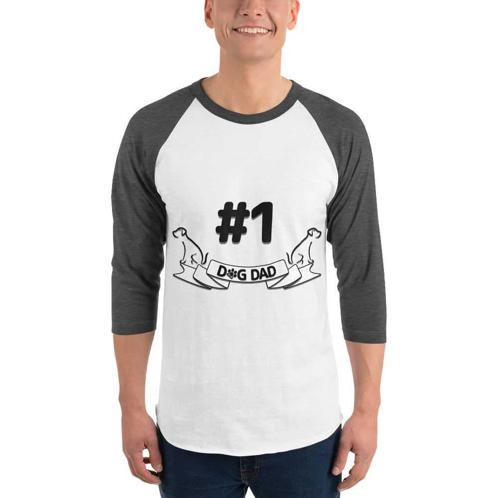 #1 Dog Dad 3/4 Sleeve Tee