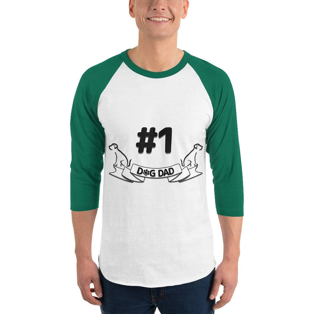 #1 Dog Dad 3/4 Sleeve Tee