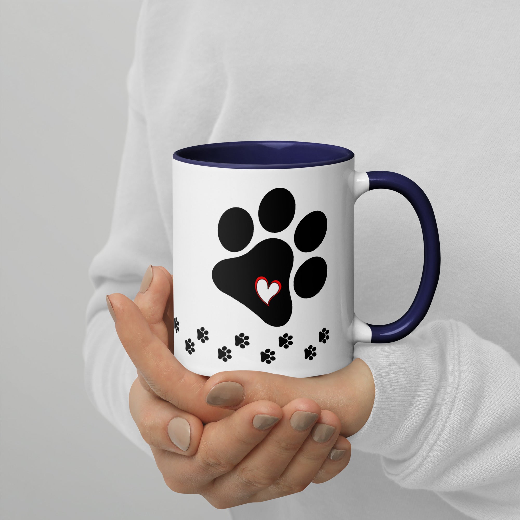Dog Mom Paw Print Mug with Color Inside