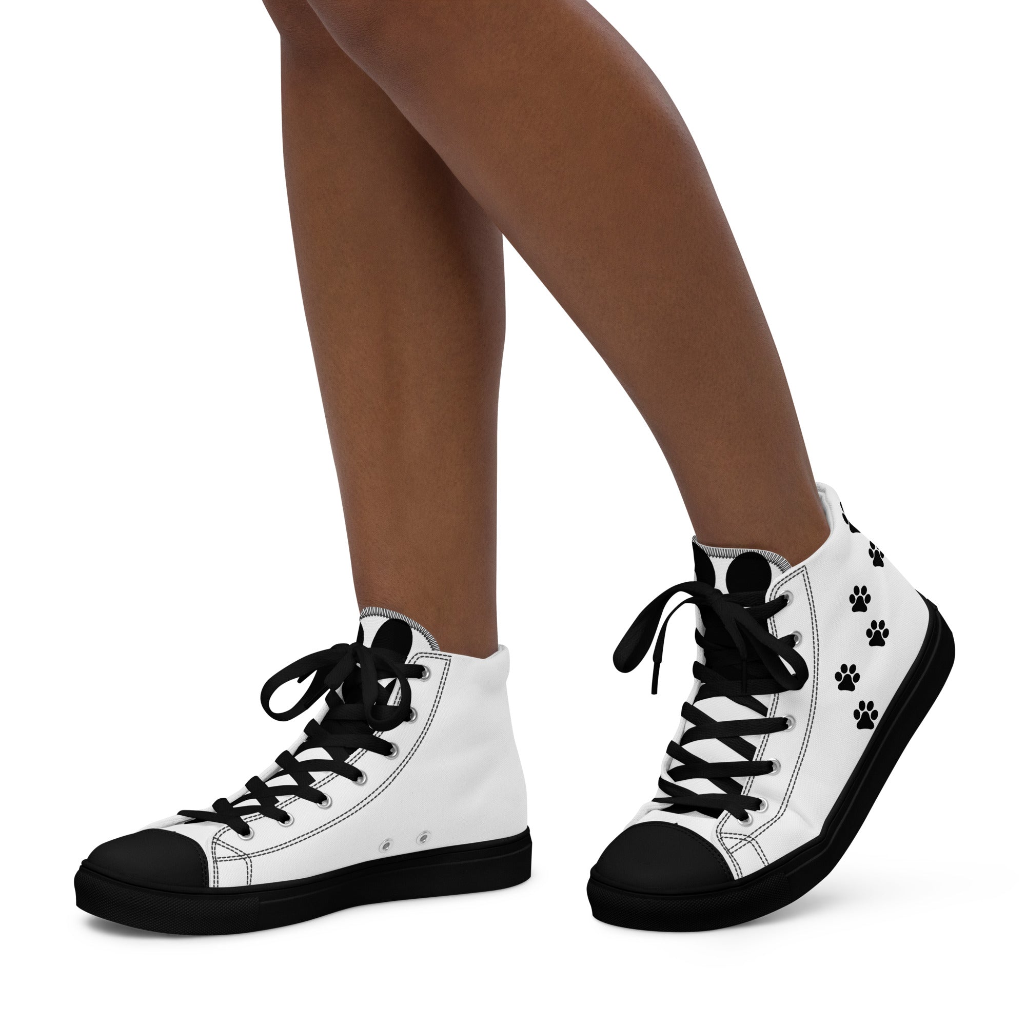 Women’s Paw Print High Top Canvas Shoes