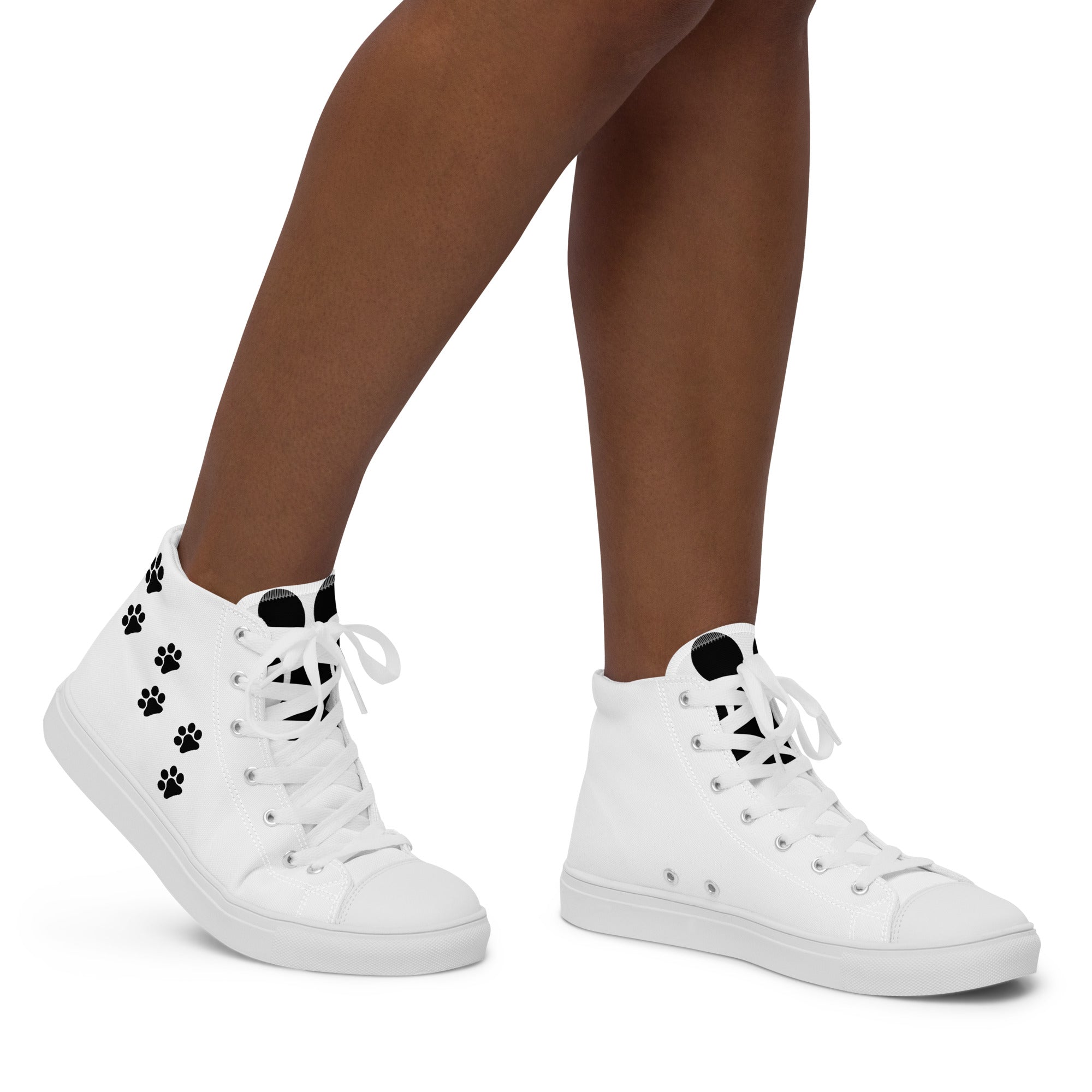Women’s Paw Print High Top Canvas Shoes