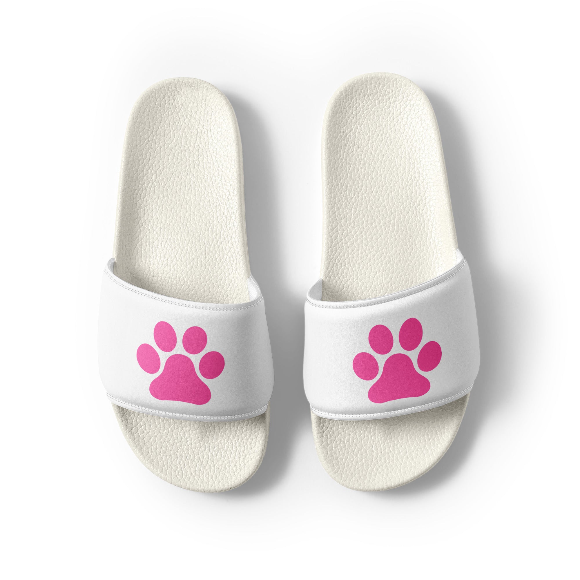 Women's White Paw Slides