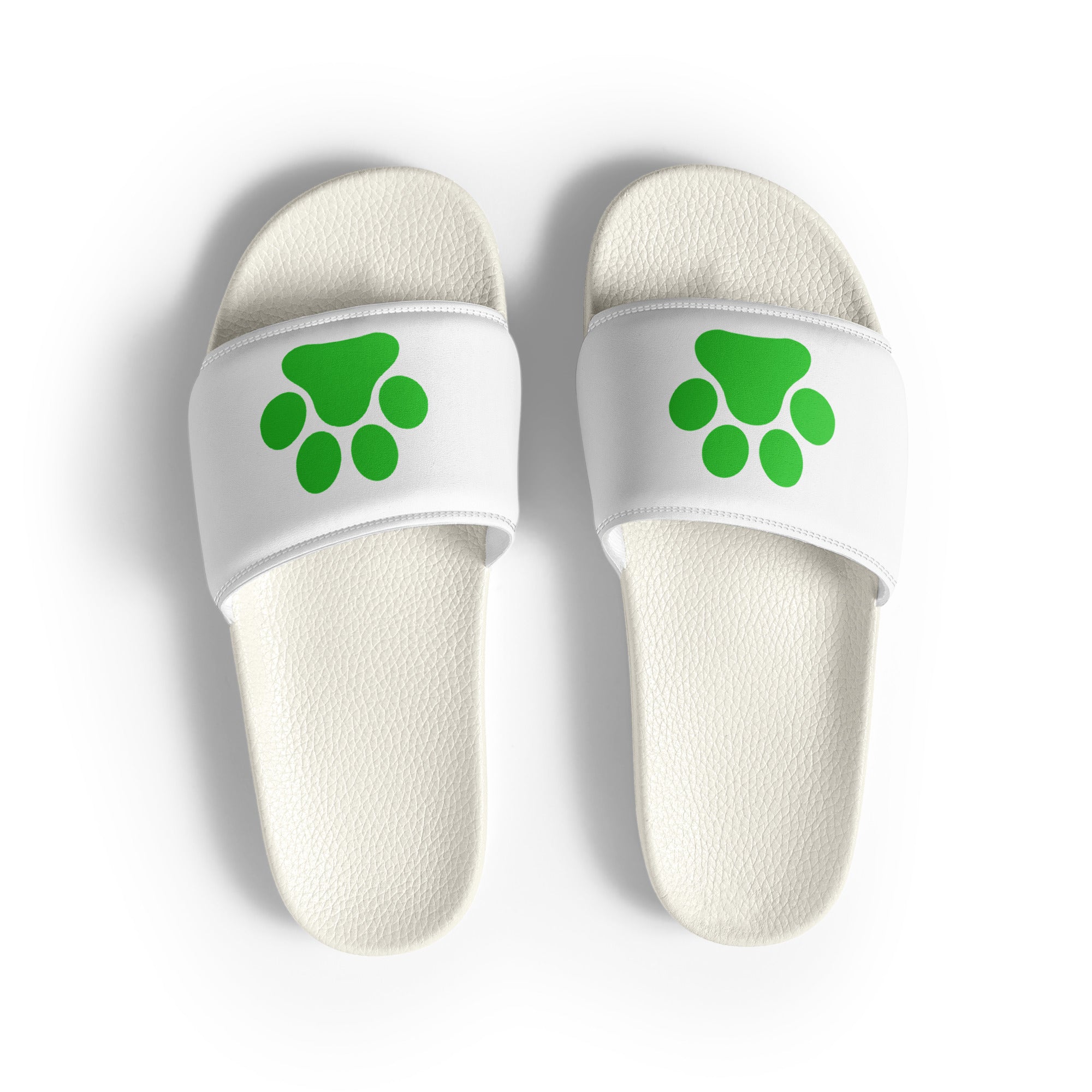 Women's White Paw Slides