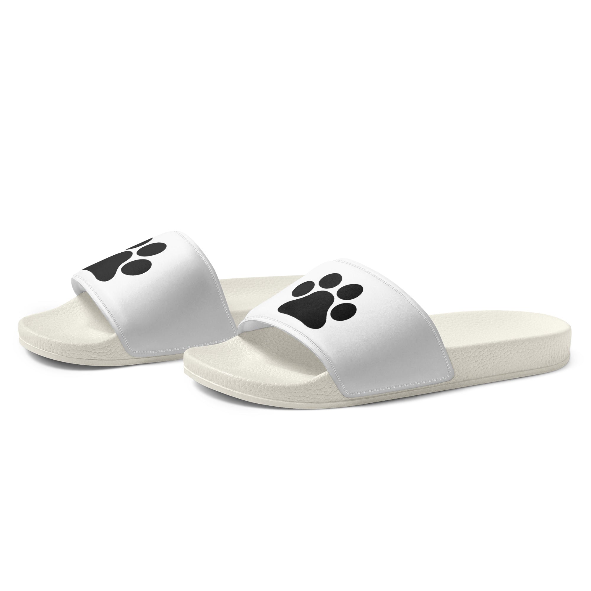 Women's White Paw Slides